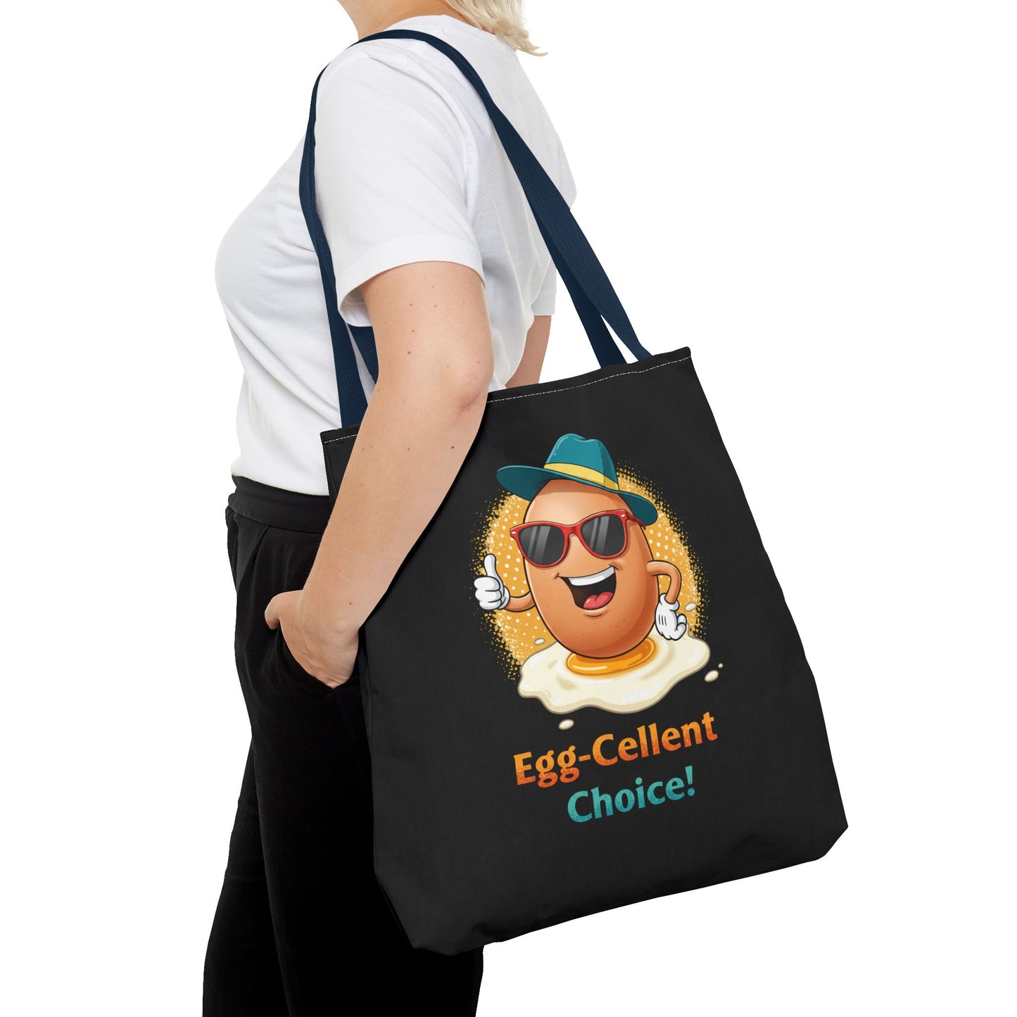 Tote Bag: Egg-Cellent Choice Thumbs Up Pun Design