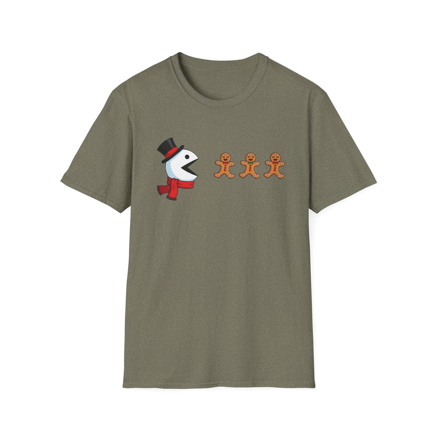 Snowman Pacman Christmas Shirt, Funny Gingerbread Men Tee, Cute Holiday Snowman T-Shirt, Christmas Humor Graphic Tee, Winter Holiday Shirt