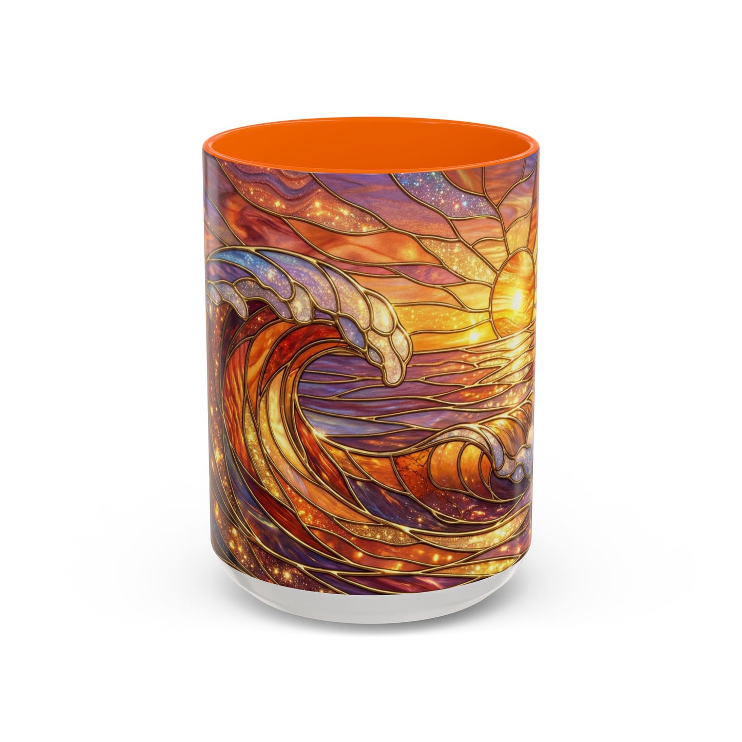 Stained Glass Wave Mug, Ocean Sunset Coffee Cup, Vibrant Beach Art, Sea Lover Gift, Mosaic Tea Cup, Summer Kitchen Decor, Nature Drinkware