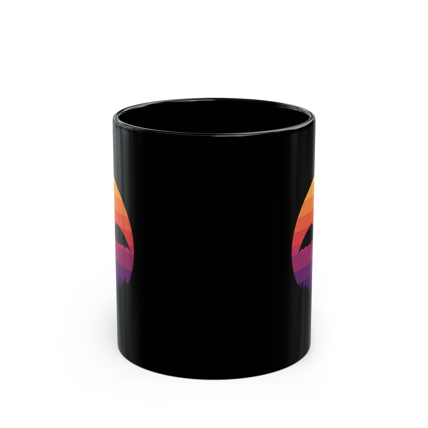 Dragon Mug, Fantasy Coffee Mug, Black Gothic Mug, Retro Sunset Dragon Gift, Gamer Mug, DnD Mug, Gift for Dragon Lover, Coffee Cup