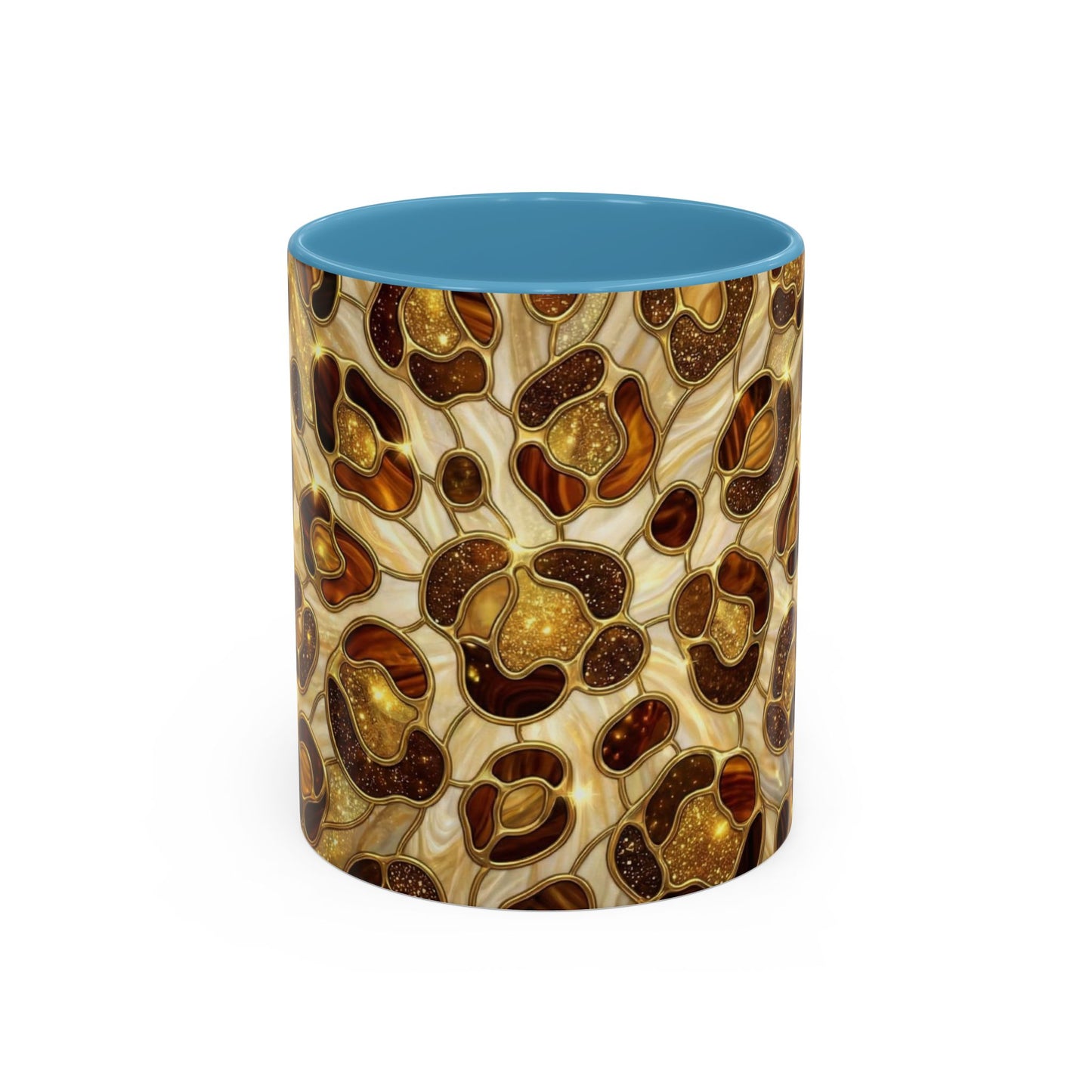 Stained Glass Leopard Print Mug, Gold Cheetah Coffee Cup, Luxury Animal Print Gift, Glam Mosaic Tea Mug, Trendy Desk Decor For Her Gifts