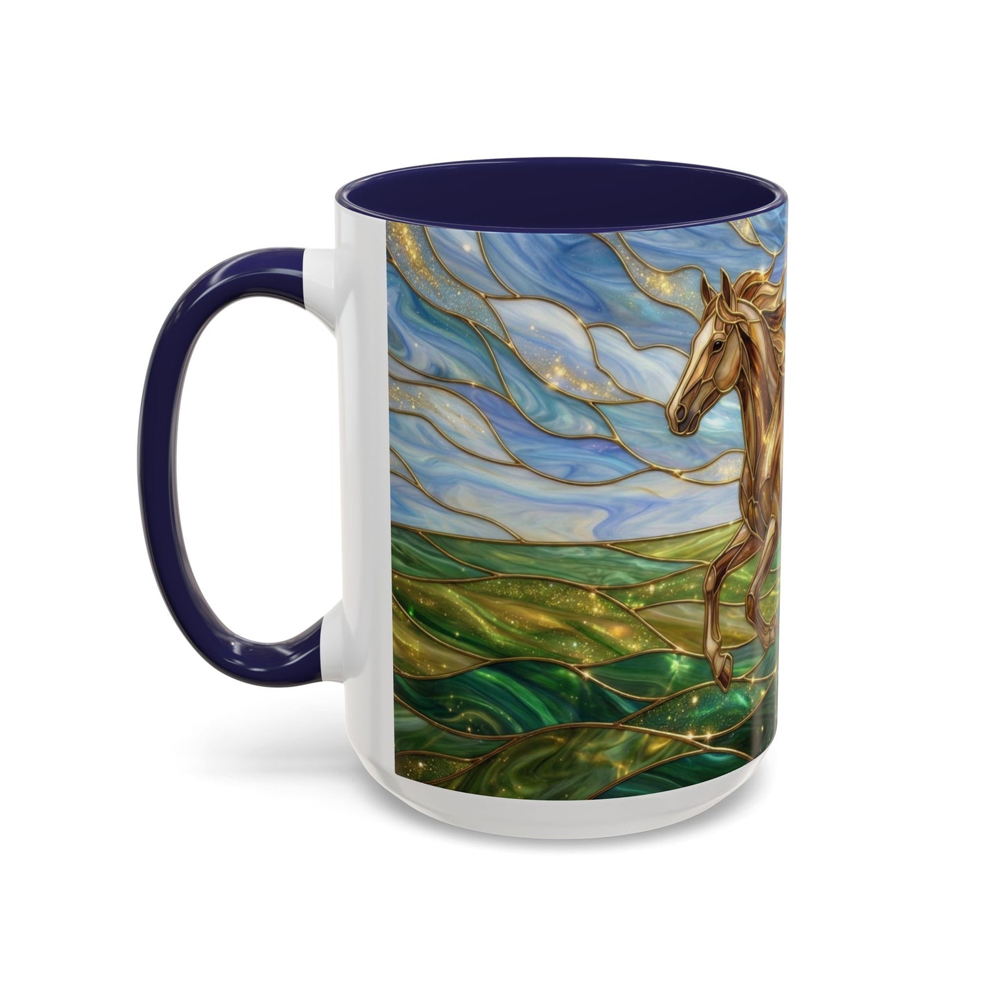 Stained Glass Horse Mug, Horse Coffee Mug, Running Horse Cup, Equestrian Gift Mug, Nature Art Mug, Horse Lover Gift