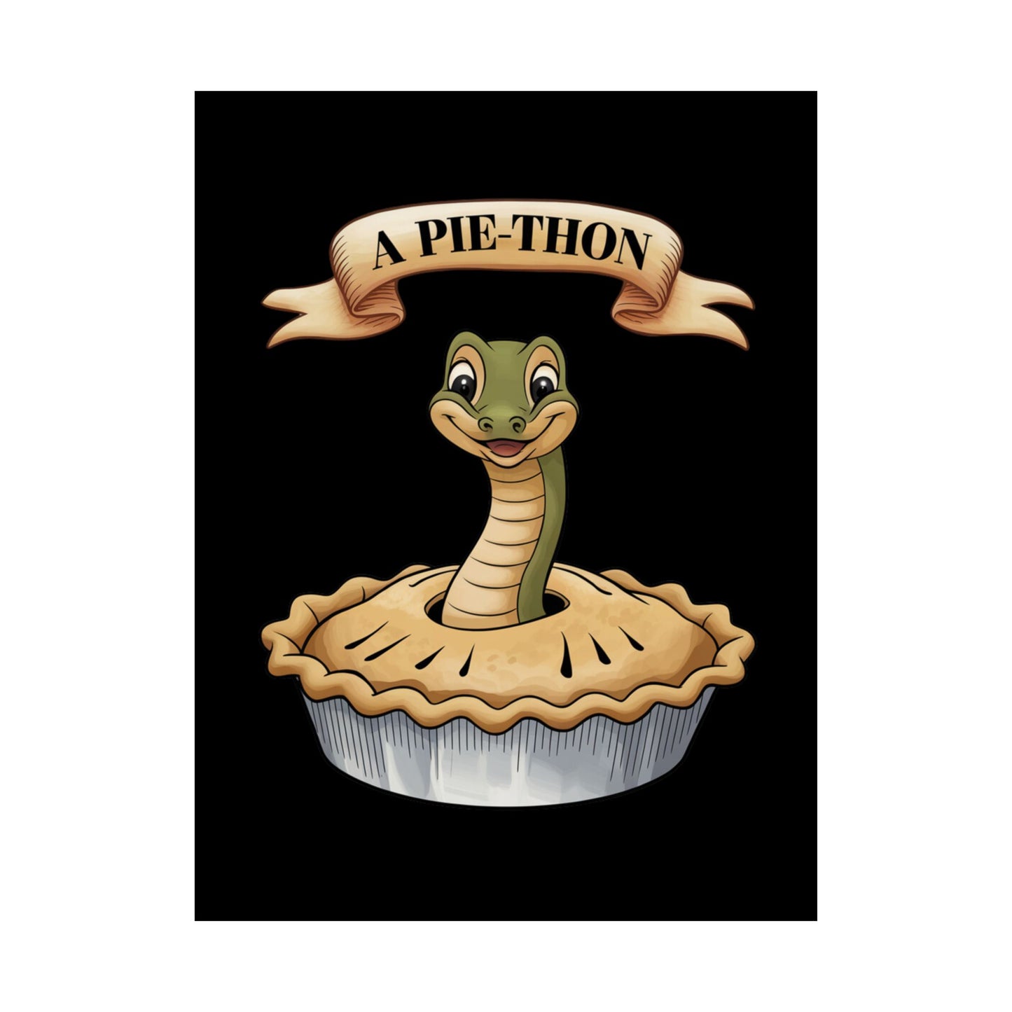 Vertical Poster - Funny 'Pie-Thon' Snake in Pie Joke Print