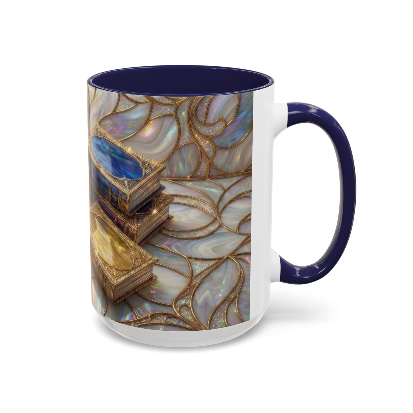 Stained Glass Book Mug, Fantasy Book Lover Coffee Cup, Magical Library Mug, Bookish Gift For Readers, Dark Academia Mug