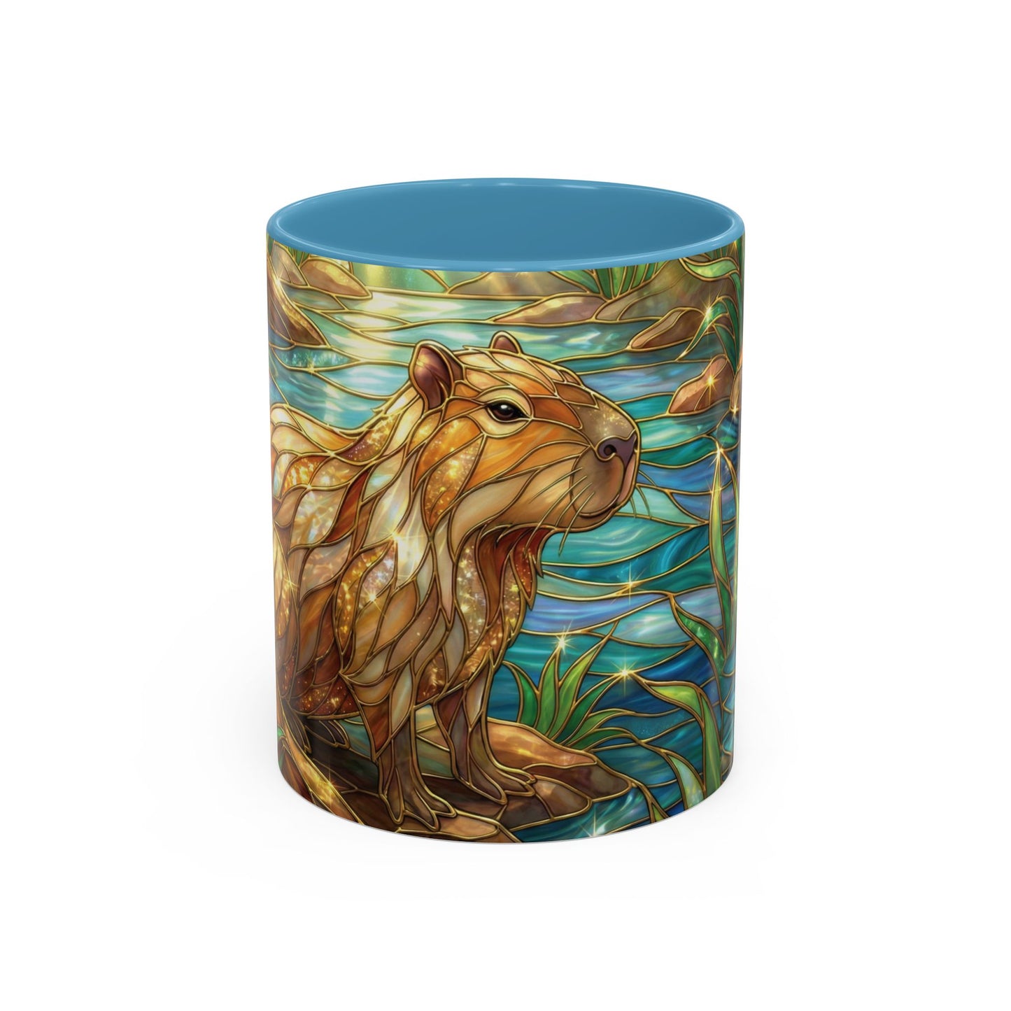 Capybara Coffee Mug, Stained Glass Capybara Mug, Cute Animal Art Mug, Nature Lover Gift, Unique Ceramic Coffee Cup, 11oz 15oz Wildlife Mug