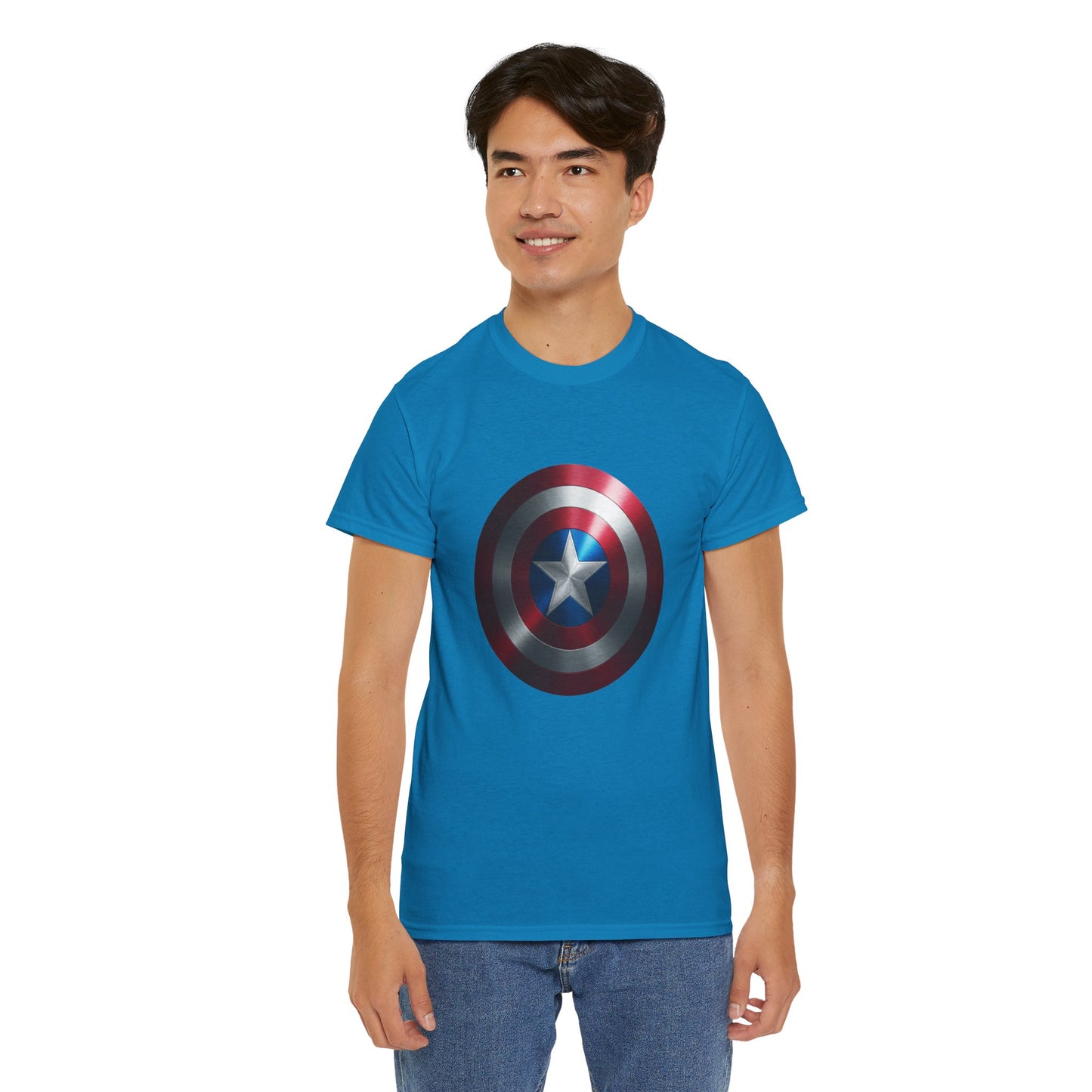 Patriotic Hero Shield Shirt – Star Emblem Graphic Tee – Super Soldier Gift – Comic Inspired Unisex Shirt – Cosplay Convention Top