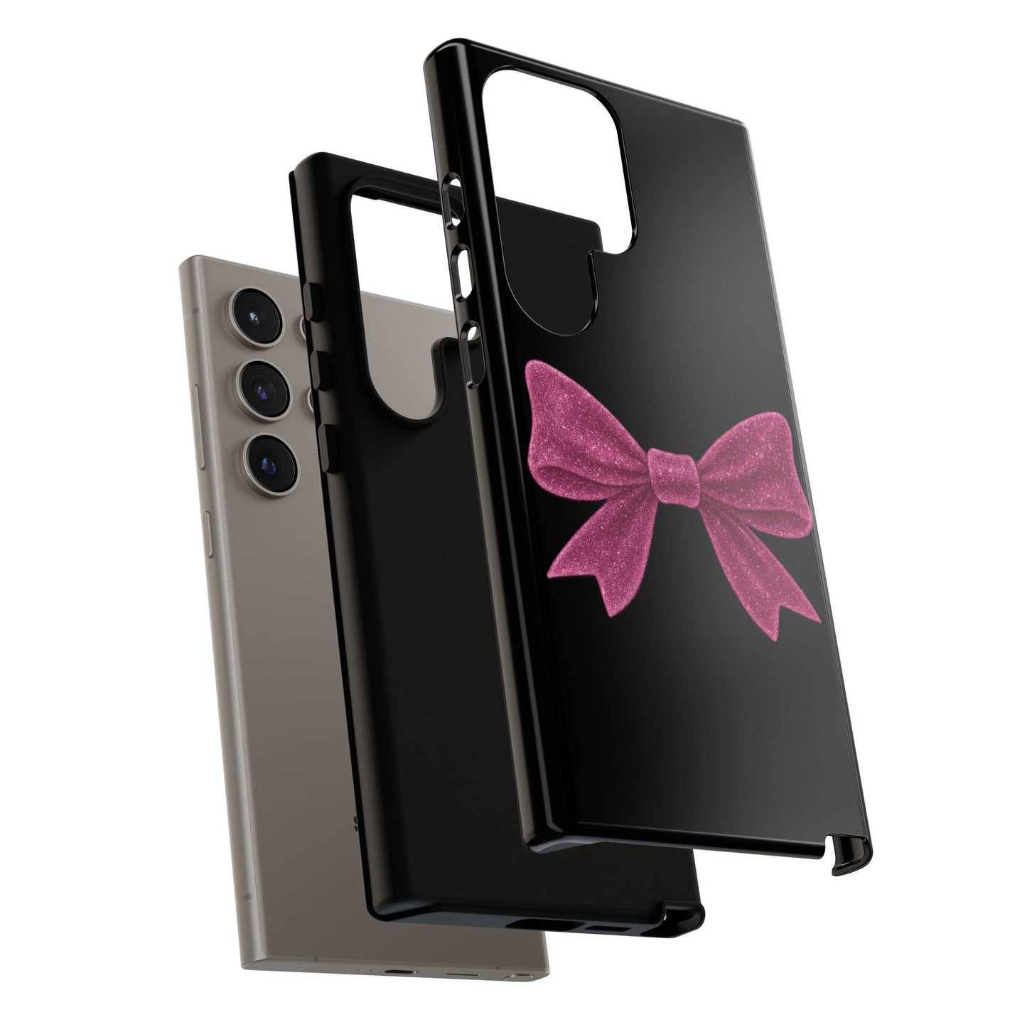 Pink Glitter Bow Samsung Case – Coquette Aesthetic Phone Cover – Girly Glossy Galaxy Case – Cute Soft Girl Tech Accessory – Kawaii Gift Idea