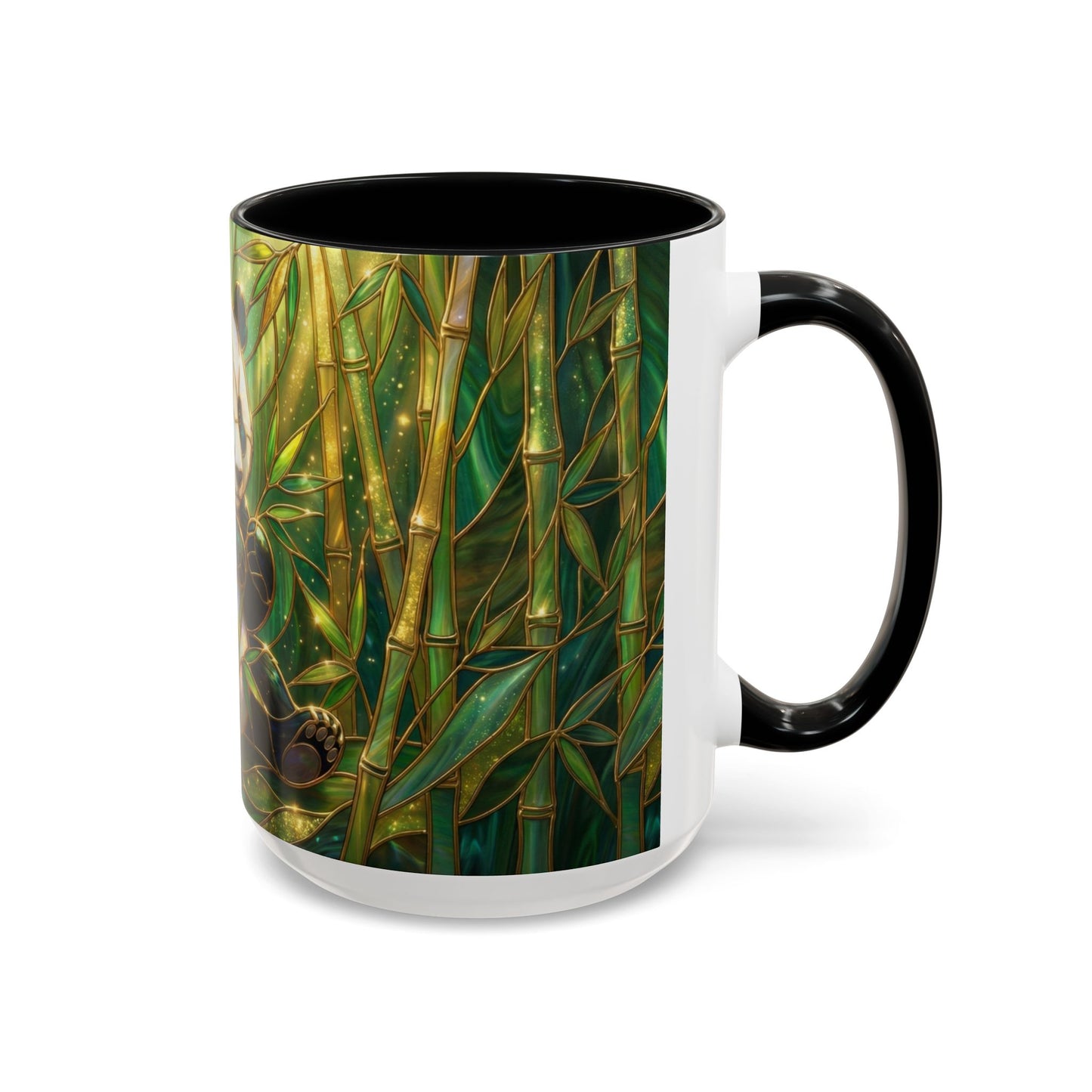 Stained Glass Panda Mug, Panda Coffee Mug, Bamboo Panda Cup, Cute Panda Gift, Nature Animal Mug, Wildlife Art Mug, Panda Lover Gift
