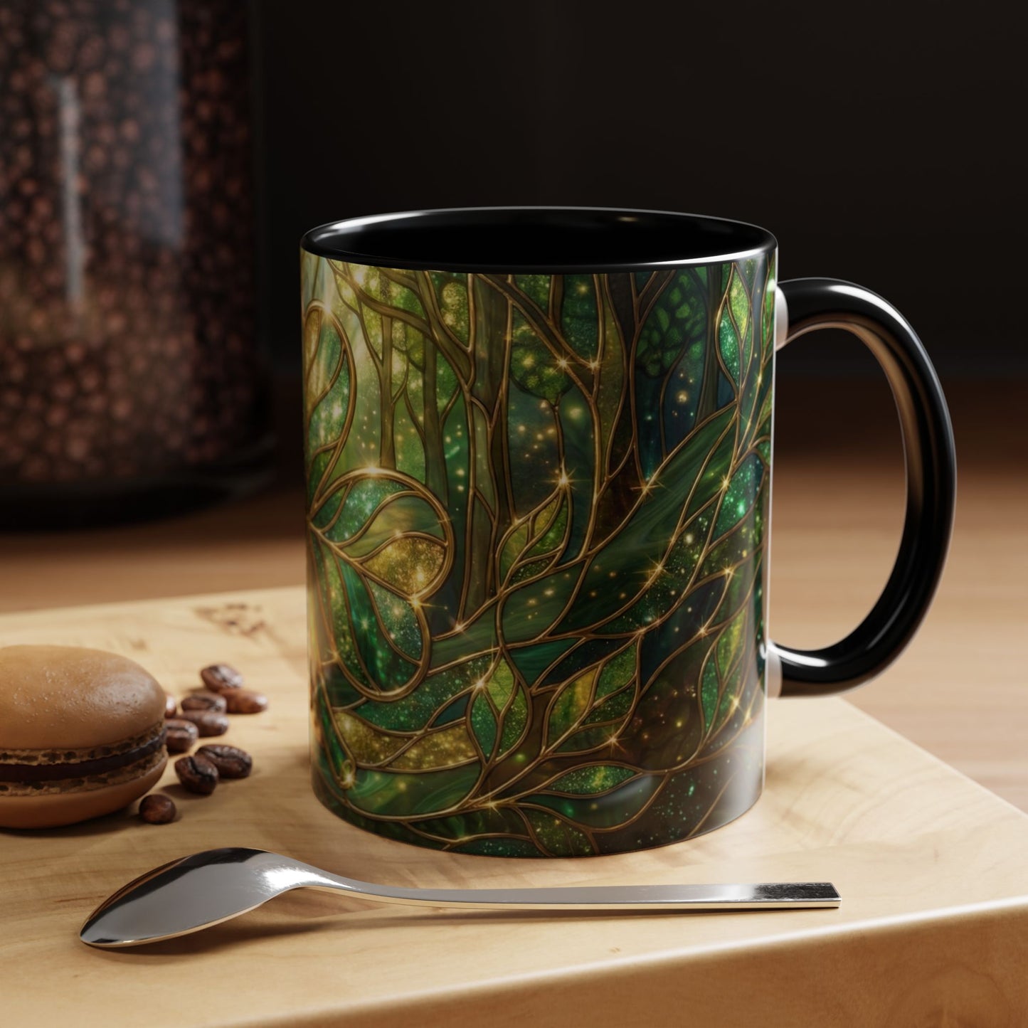 Stained Glass Shamrock Mug, Celtic Irish Coffee Cup, Green Stained Glass Mug, Shamrock Art Mug, St Patrick’s Day Gift