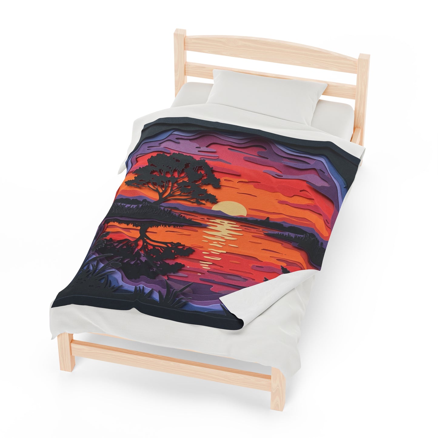 Plush Blanket - Sunset Paper Art Design