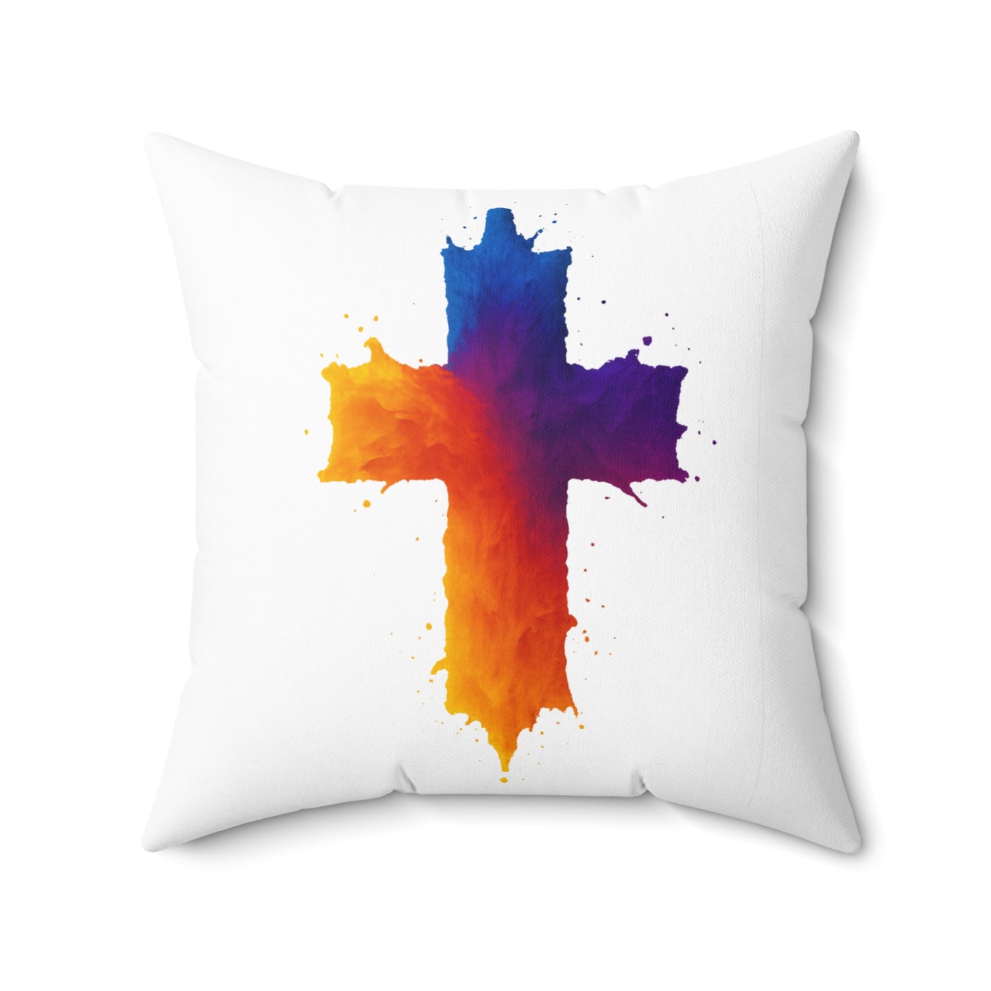 Christian Cross Throw Pillow Watercolor Faith Decor Cushion, Religious Home Accent, Inspirational Gift Idea