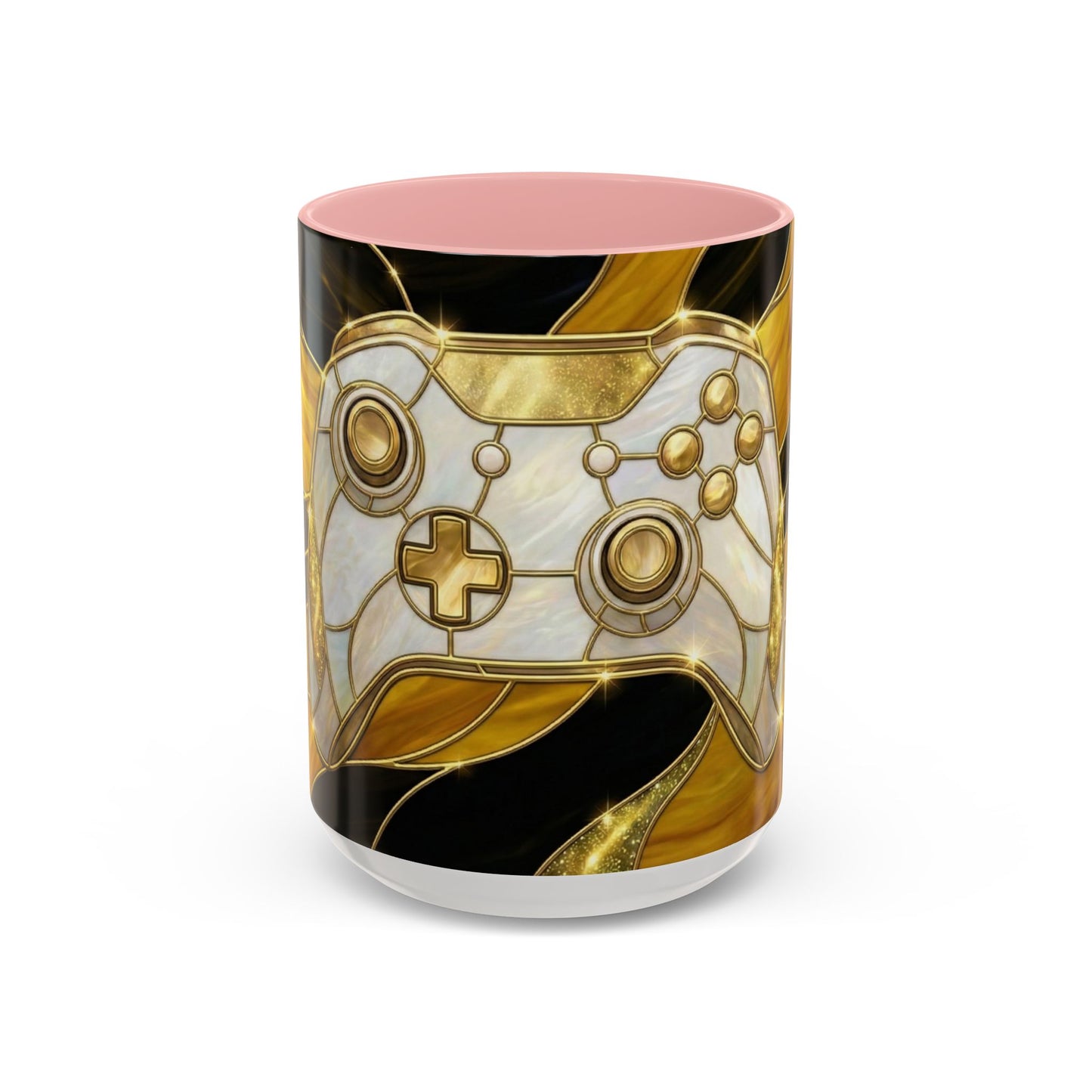 Stained Glass Gamer Mug, Gold Controller Coffee Cup, Video Game Gifts for Him, Gamer Boyfriend Gift, Teen Boy Gaming Mug, Desk Decor