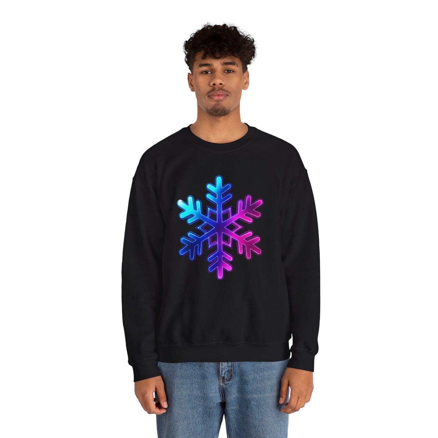 Blue Pink Gradient Snowflake Sweatshirt, Winter Aesthetic Pullover, Cozy Christmas Crewneck, Festive Holiday Sweater Gift for Her or Him