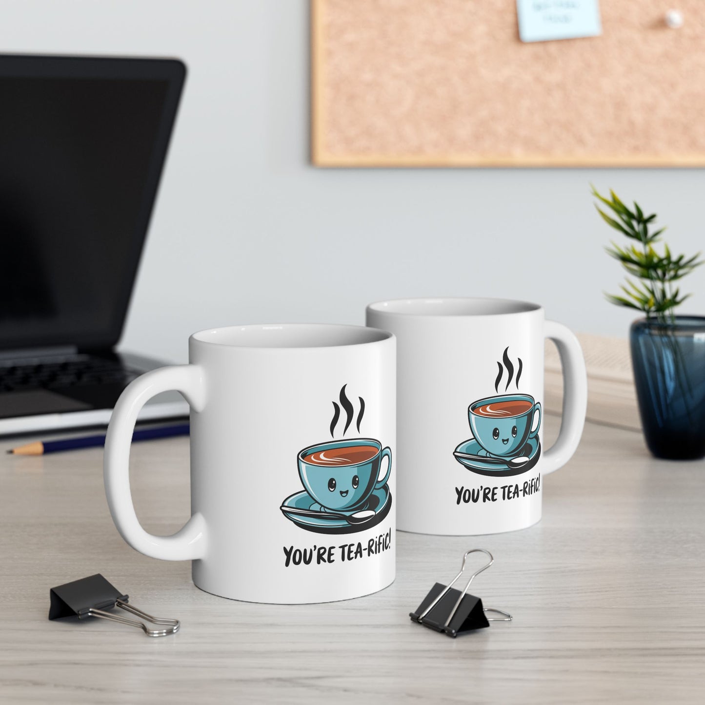 “You’re Tea-rific!” Tea Pun Mug | Cute Kawaii Tea Cup Mug | Funny Tea Lover Gift | Positive Vibes Ceramic Mug | Tea Time Kitchenware