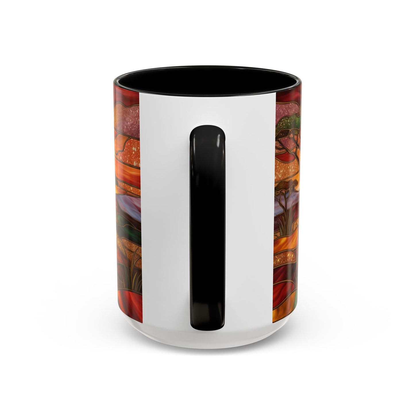 Stained Glass Lion Mug, Majestic Lion Coffee Cup, African Sunset Art Mug, Safari Wildlife Gift, Colorful Lion Lover Ceramic Mug