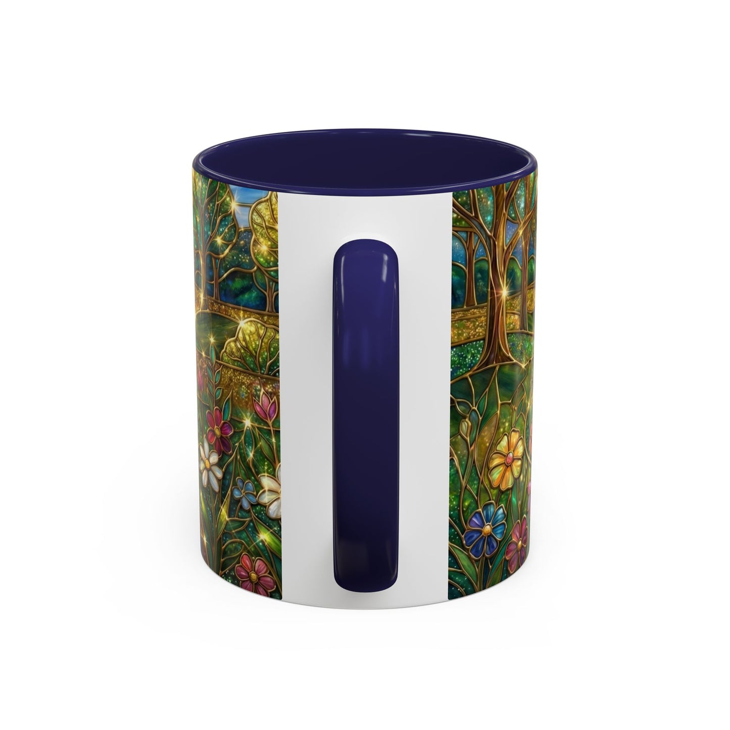 Stained Glass Mug, River Landscape Coffee Cup, Nature Lover Gift, Floral Tea Mug, Gardener Present, Art Teacher Gift, Colorful Scenery Cup