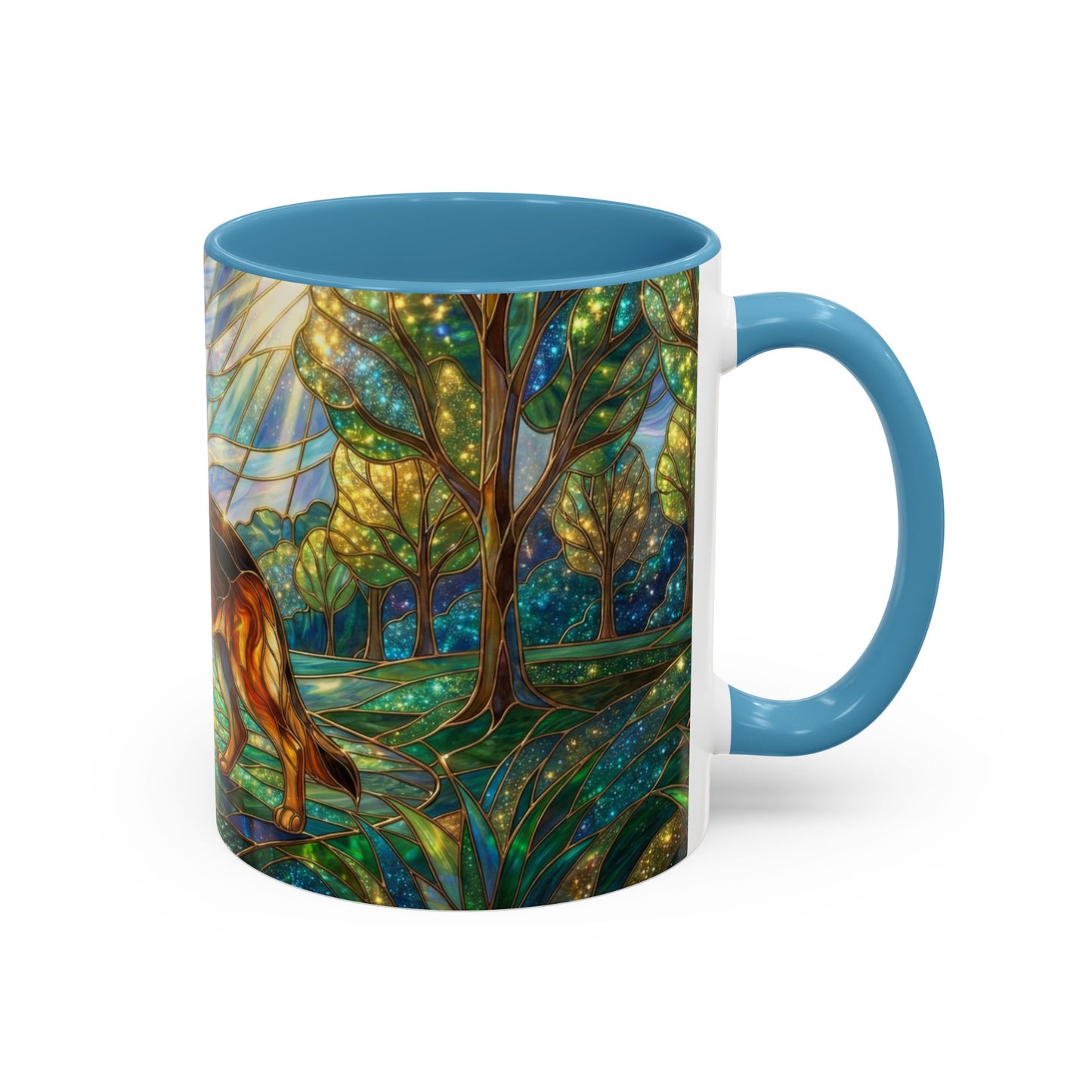 Stained Glass German Shepherd Mug, Dog Lover Coffee Mug, German Shepherd Art Cup, Pet Memorial Gift, Colorful Dog Mug, Nature Art Mug
