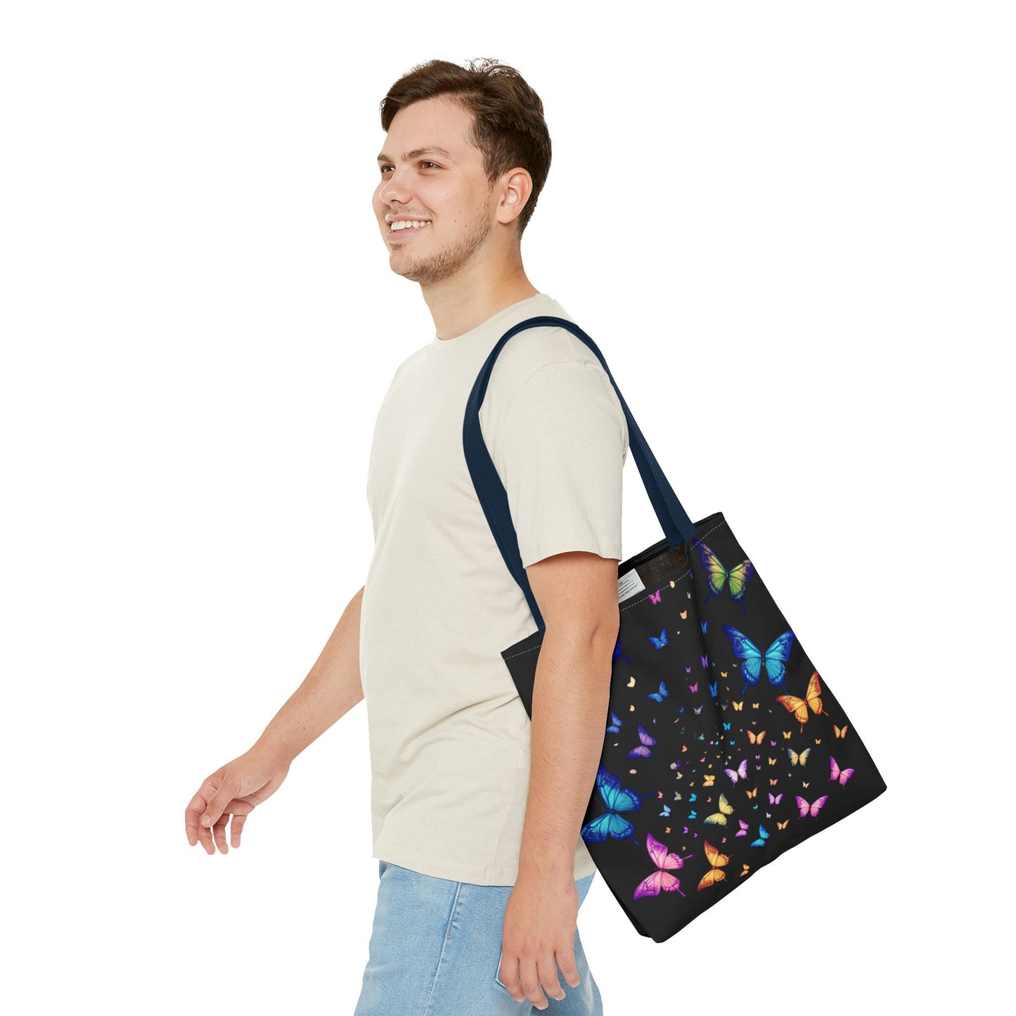 Butterfly Swarm Tote Bag – Colorful Rainbow Butterfly Tote, Aesthetic Canvas Bag, Nature-Inspired Gift, Magical Reusable Eco Purse
