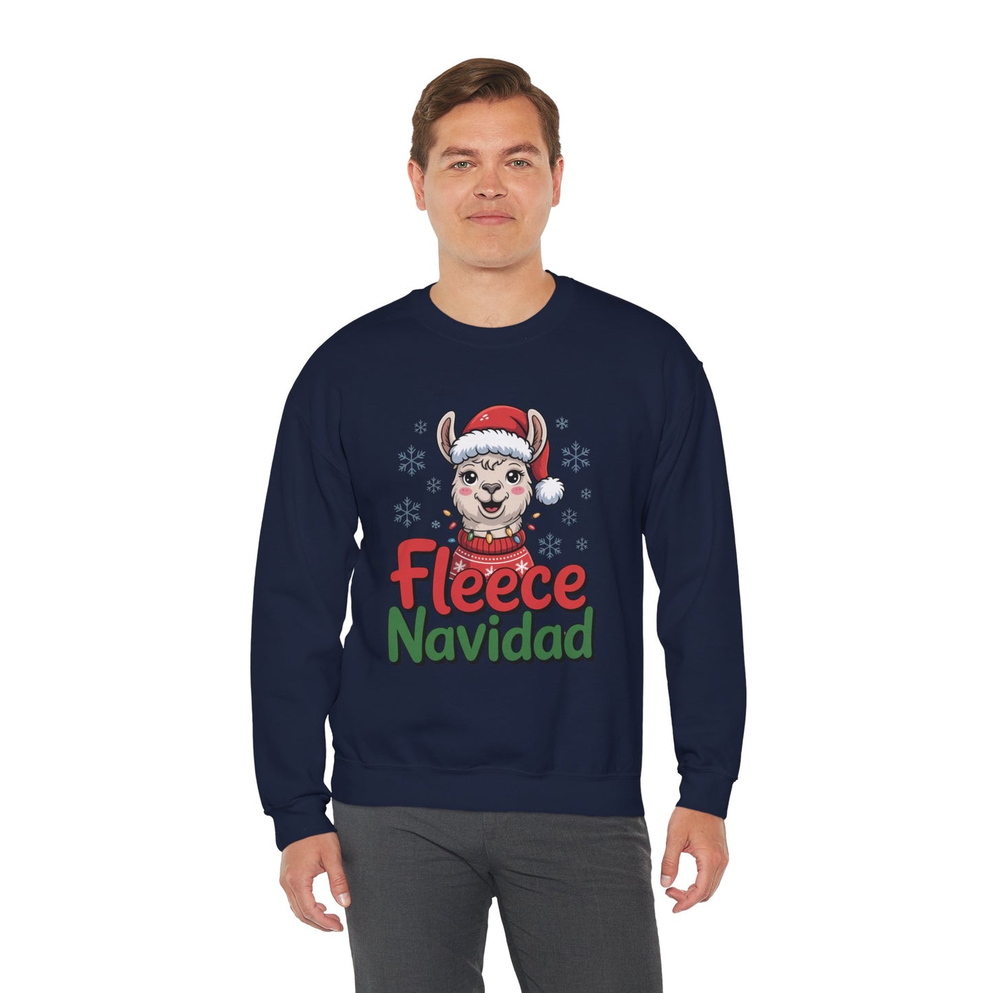 Fleece Navidad Christmas Sweatshirt, Funny Llama Holiday Sweater, Cozy Unisex Crewneck, Cute Christmas Pun Gift For Friends And Family