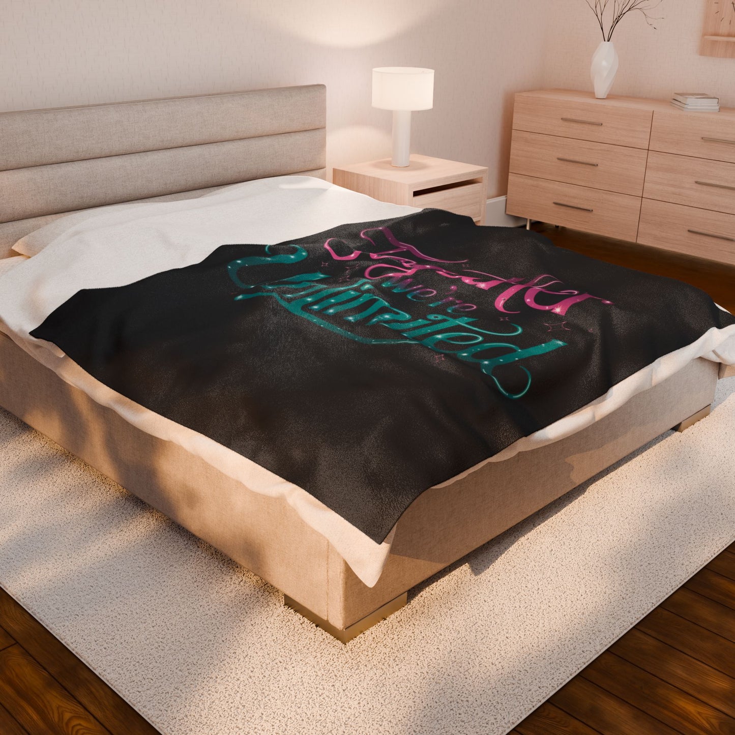 Velveteen Plush Blanket - Musical Quote 'Together We're Unlimited'