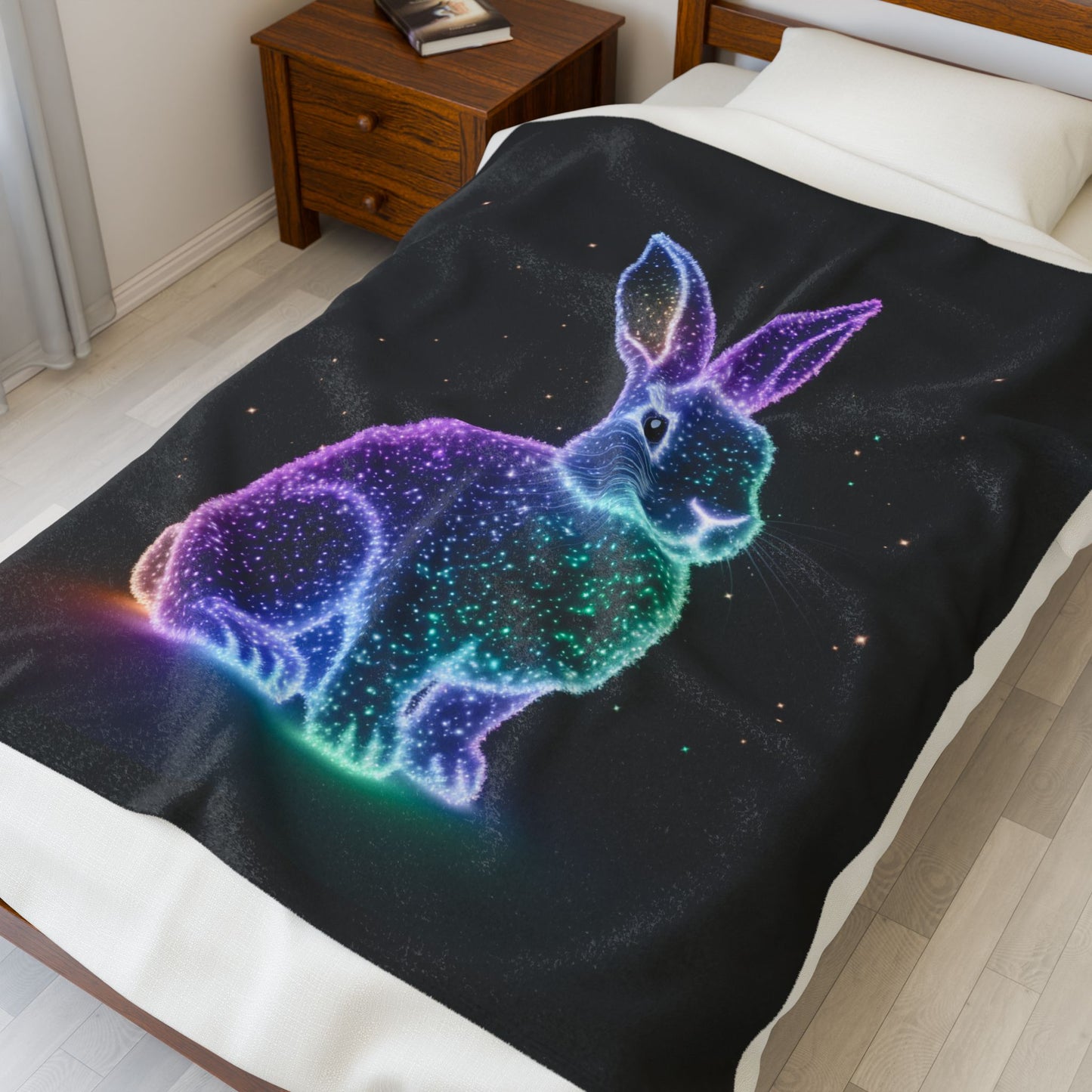Velveteen Plush Blanket Bioluminescent Easter Bunny Blanket Easter Throw Easter Bunny Decor