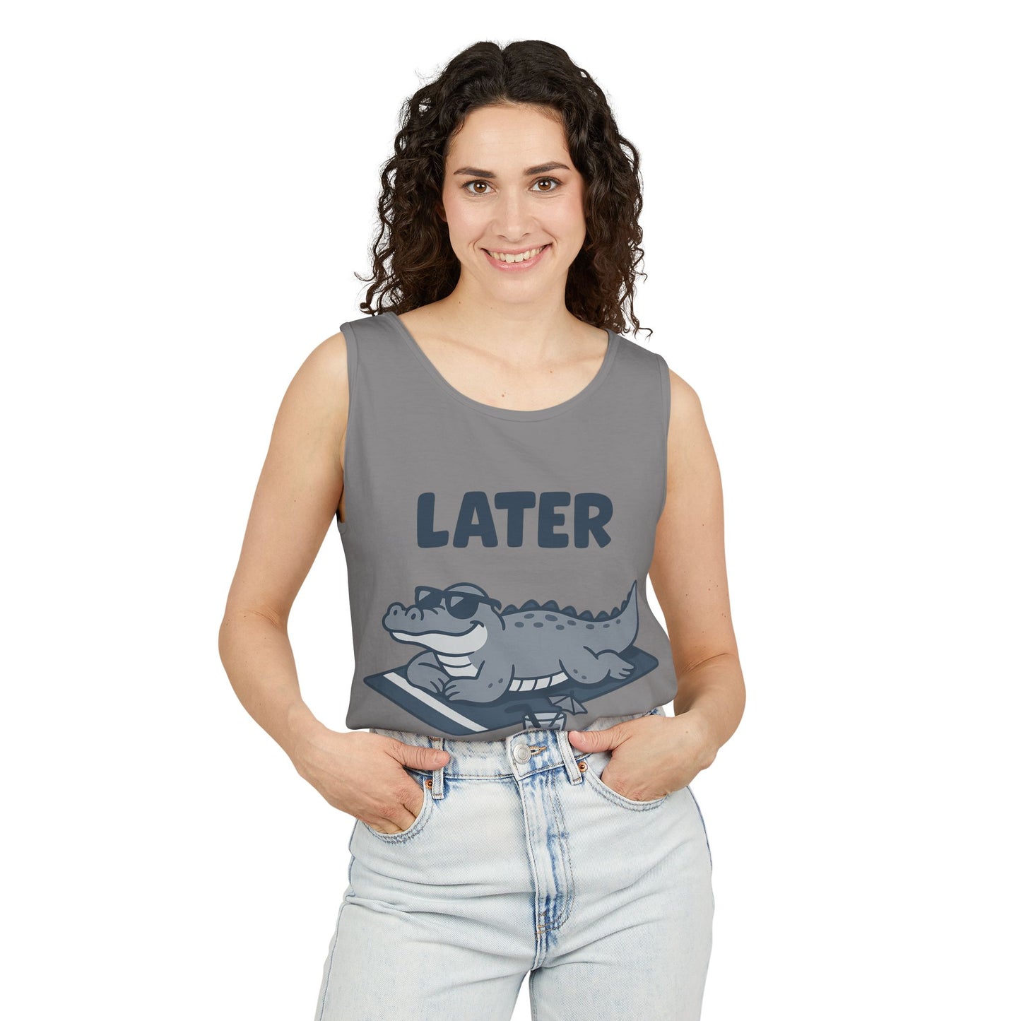 Funny Crocodile Tank Top - ‘Later Gator’ Cute Graphic Croc Tee, Summer Vest, Beach Gift, Sarcastic Animal Humor, Festival and Everyday Wear