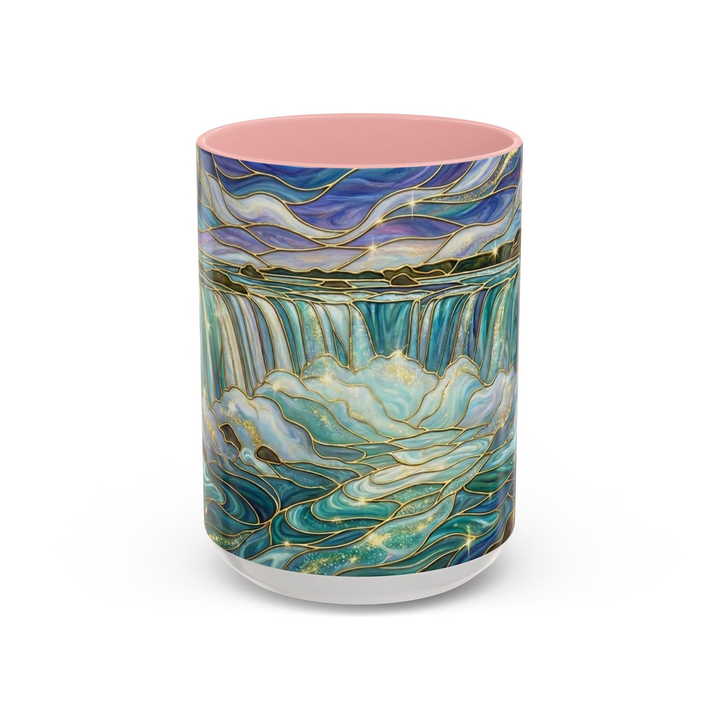 Faux Stained Glass Niagara Falls Mug, Waterfall Coffee Cup, Canada Souvenir Gift, Upstate New York Travel Memento, Nature Lover Tea Cup