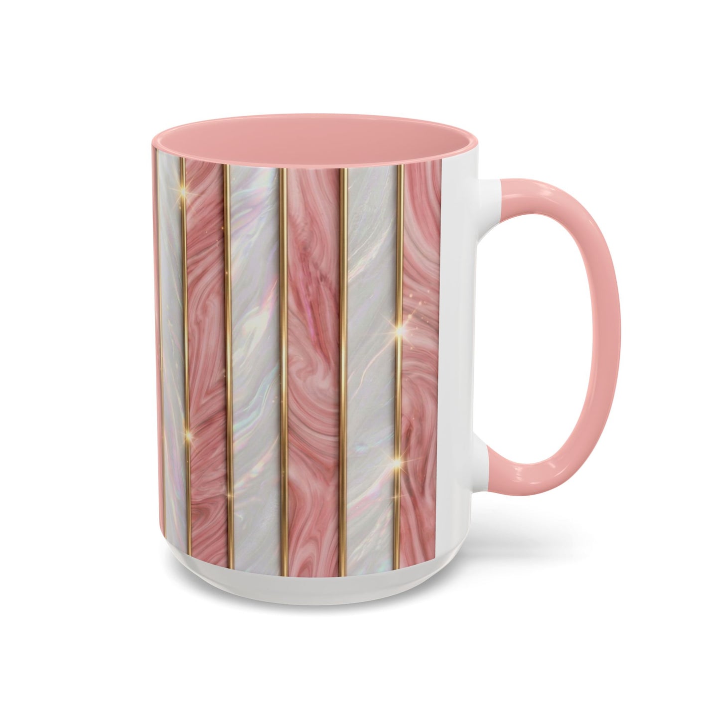 Pink Marble Coffee Mug, Gold Stripe Faux Agate Cup, Glam Desk Accessory, Elegant Tea Mug, Luxury Gift for Her, Chic Office Desk Decor
