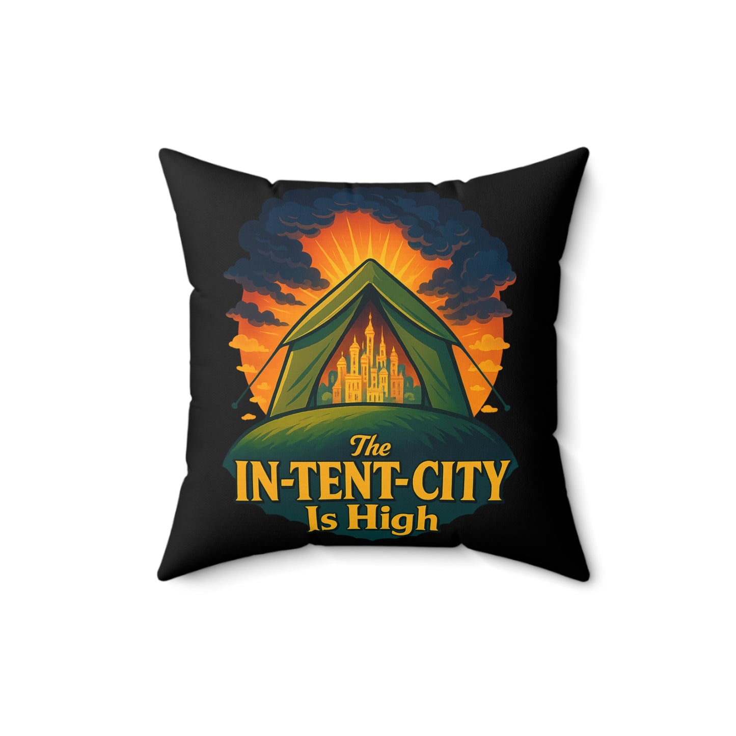 Square Pillow City in a Tent The In-Tent-City is High Intense Throw Intensity Decor Dorm Room Decor