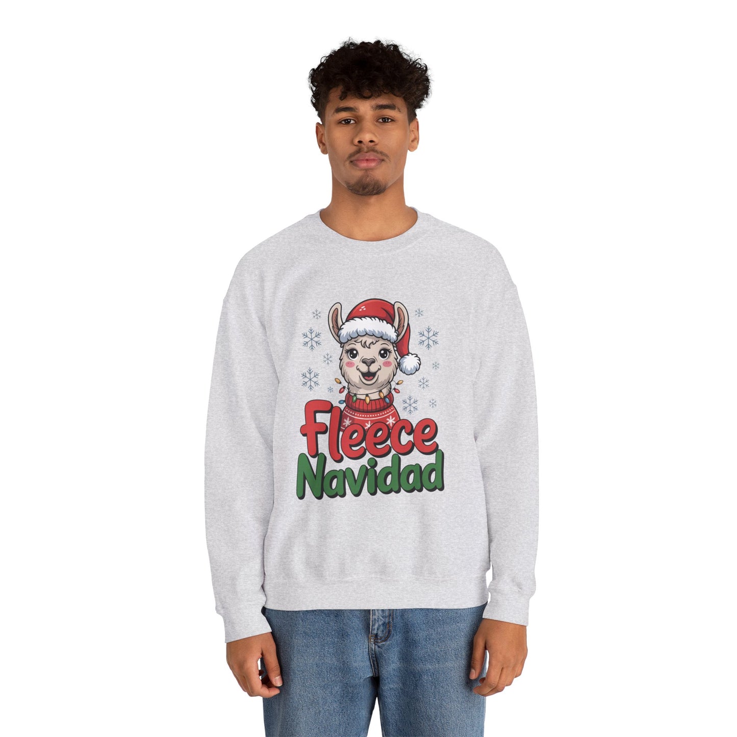 Fleece Navidad Christmas Sweatshirt, Funny Llama Holiday Sweater, Cozy Unisex Crewneck, Cute Christmas Pun Gift For Friends And Family