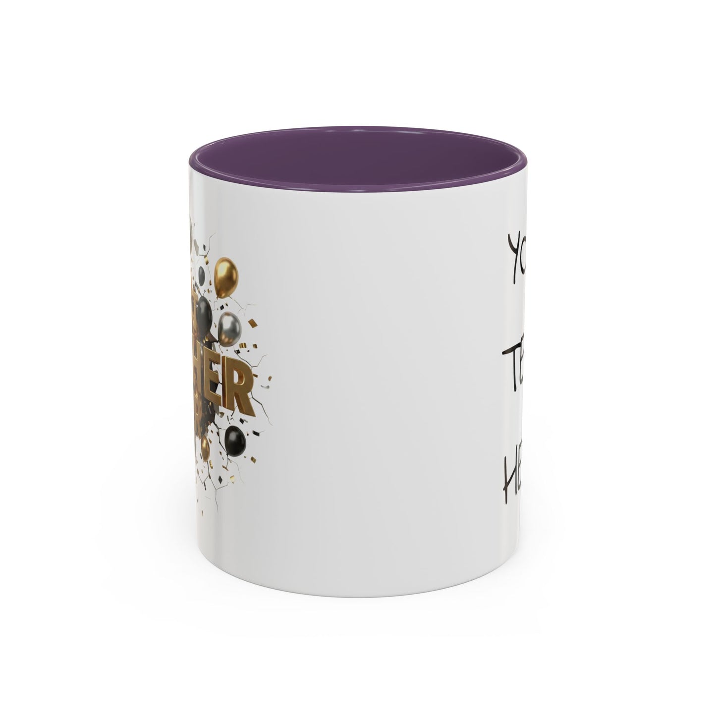 Personalized Teacher Mug, Best Teacher Ever Gift, Custom Educator Coffee Cup, 3D Gold Balloon Design, Teacher Appreciation Present