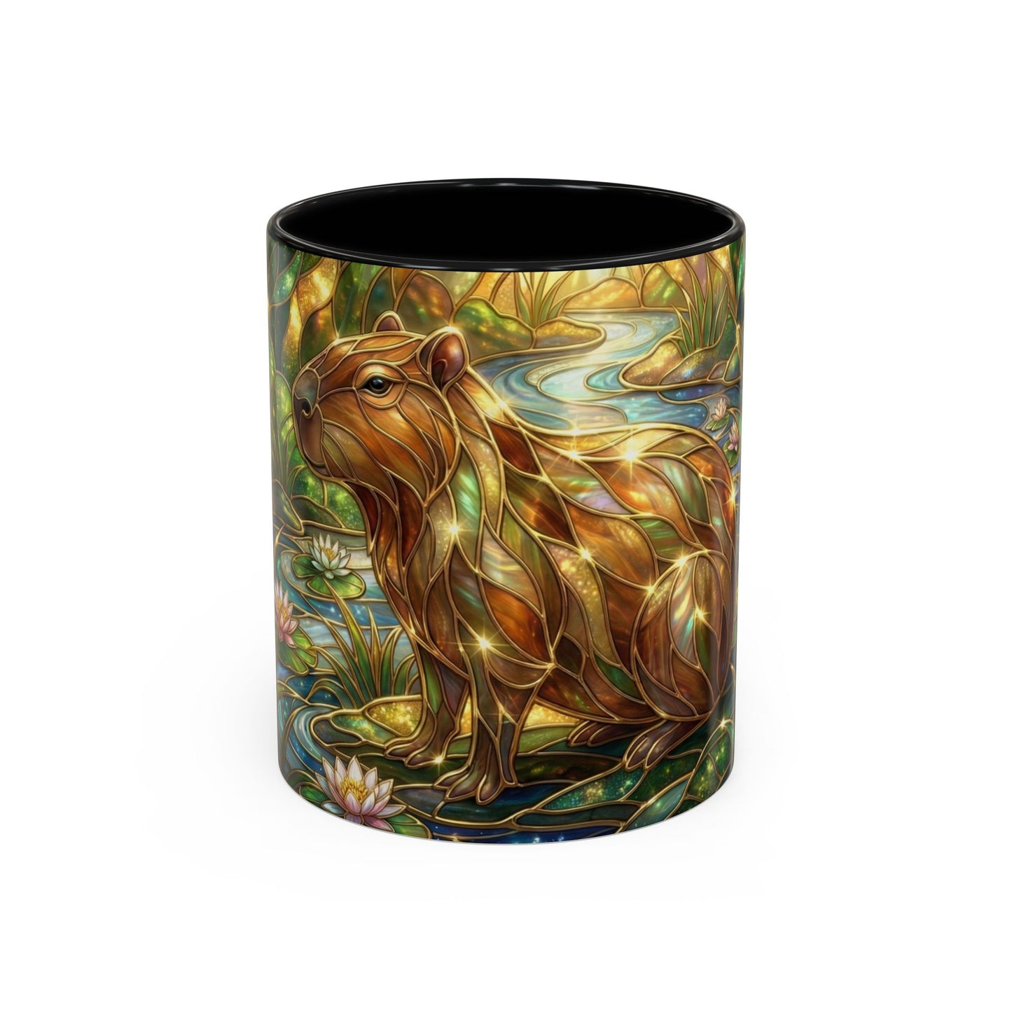 Capybara Coffee Mug, Stained Glass Capybara Art Mug, Cute Animal Lover Gift, Nature Inspired Ceramic Coffee Cup, Unique Wildlife Mug, 11oz 15oz