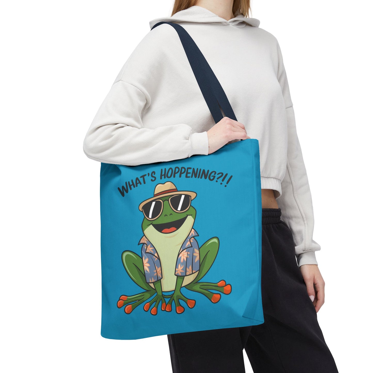 Frog Tote Bag - What's Hoppening Pun Design