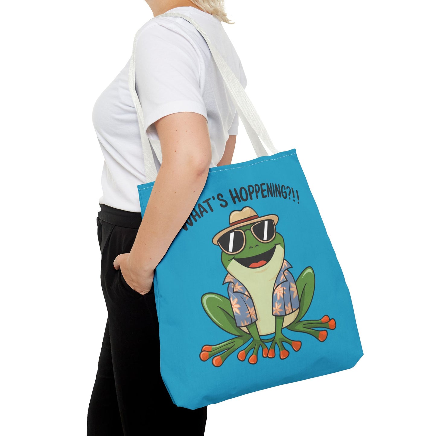 Frog Tote Bag - What's Hoppening Pun Design