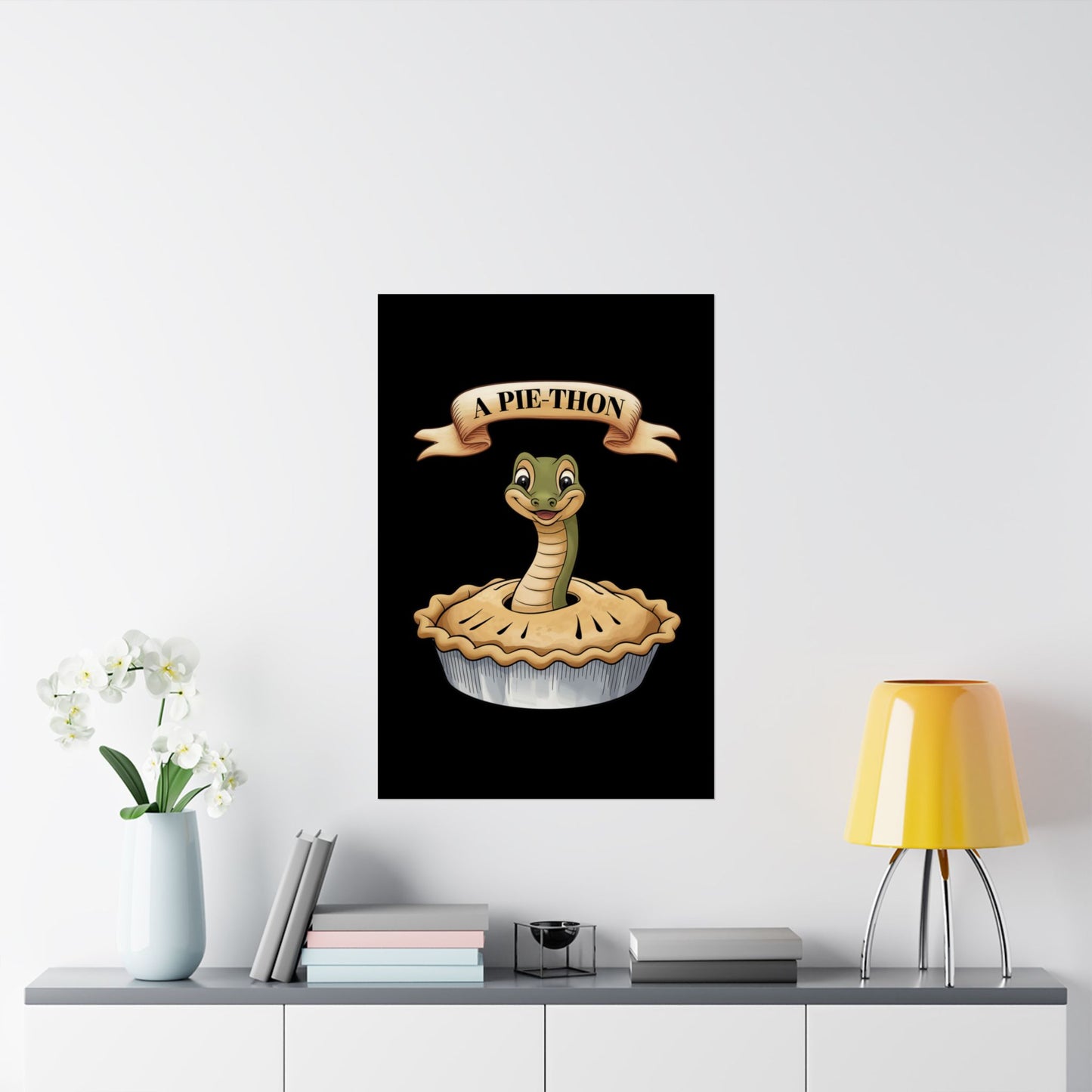 Vertical Poster - Funny 'Pie-Thon' Snake in Pie Joke Print