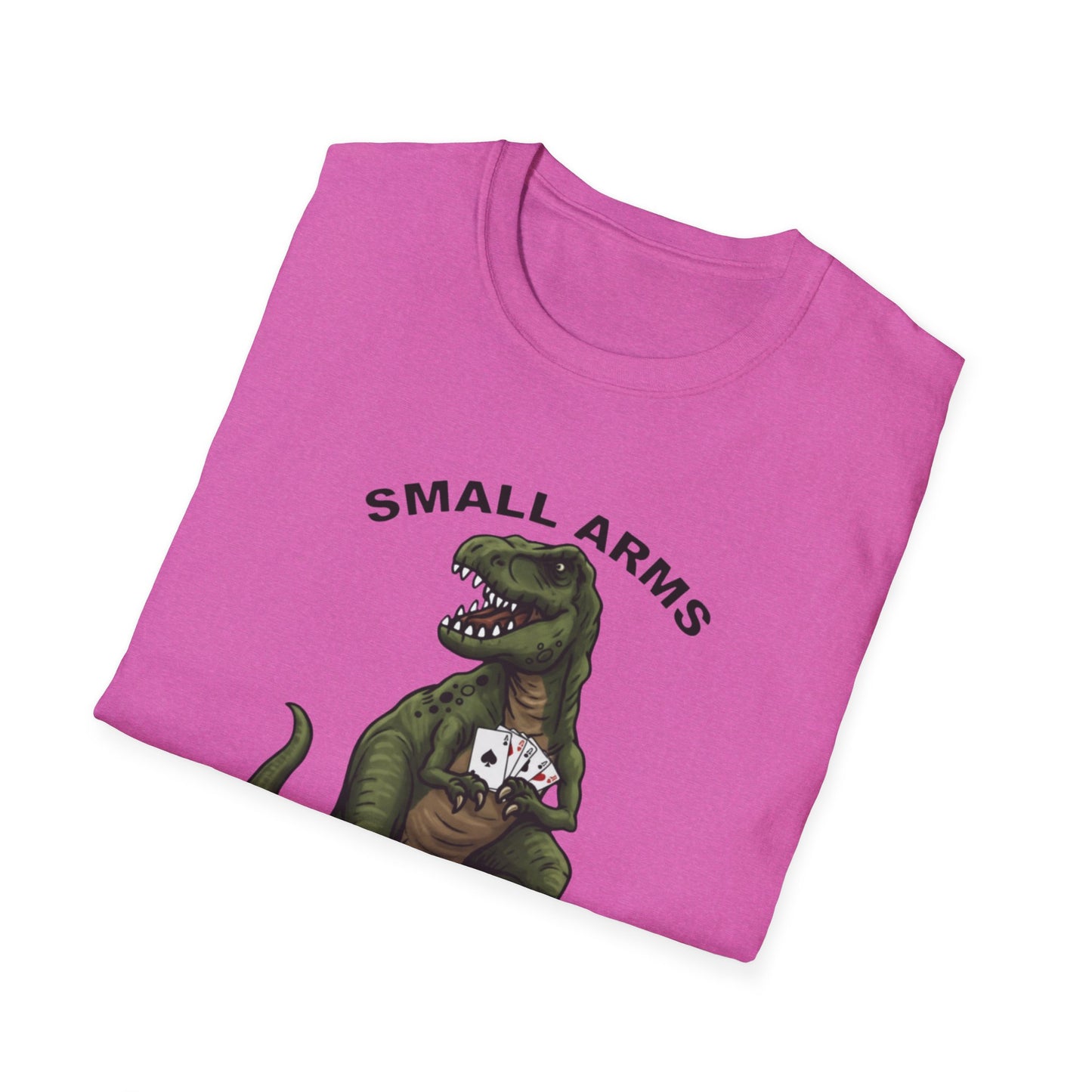 Funny Small Arms Dealer T-Rex Shirt, Dinosaur Pun Tee, Hilarious Graphic T-Shirt for Men & Women, Great Gift for Dad, Friend, or Coworker