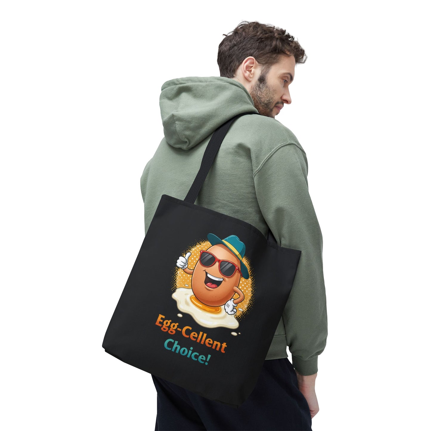 Tote Bag: Egg-Cellent Choice Thumbs Up Pun Design