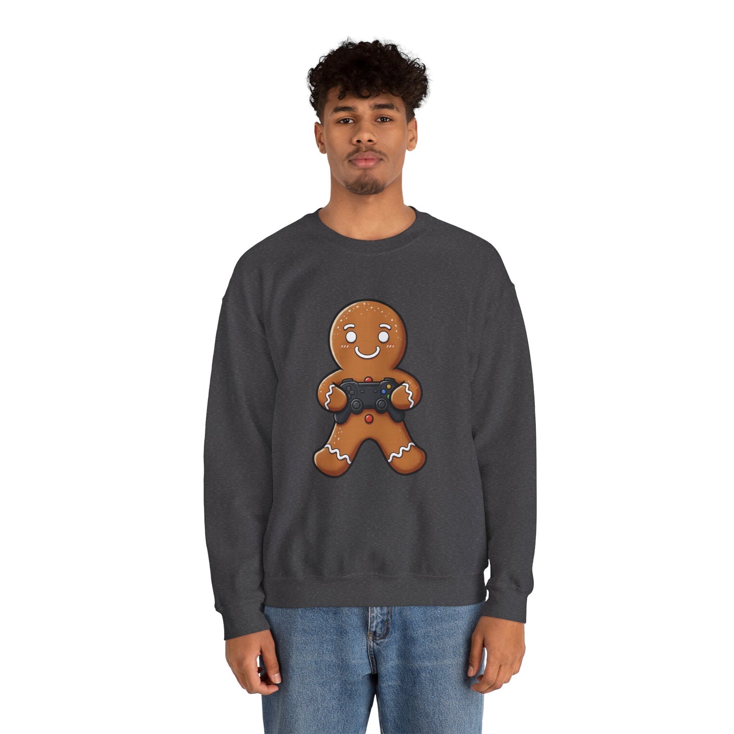 Gamer Gingerbread Sweatshirt | Funny Christmas Sweater | Cute Holiday Crewneck for Gamers | Cozy Unisex Winter Gift