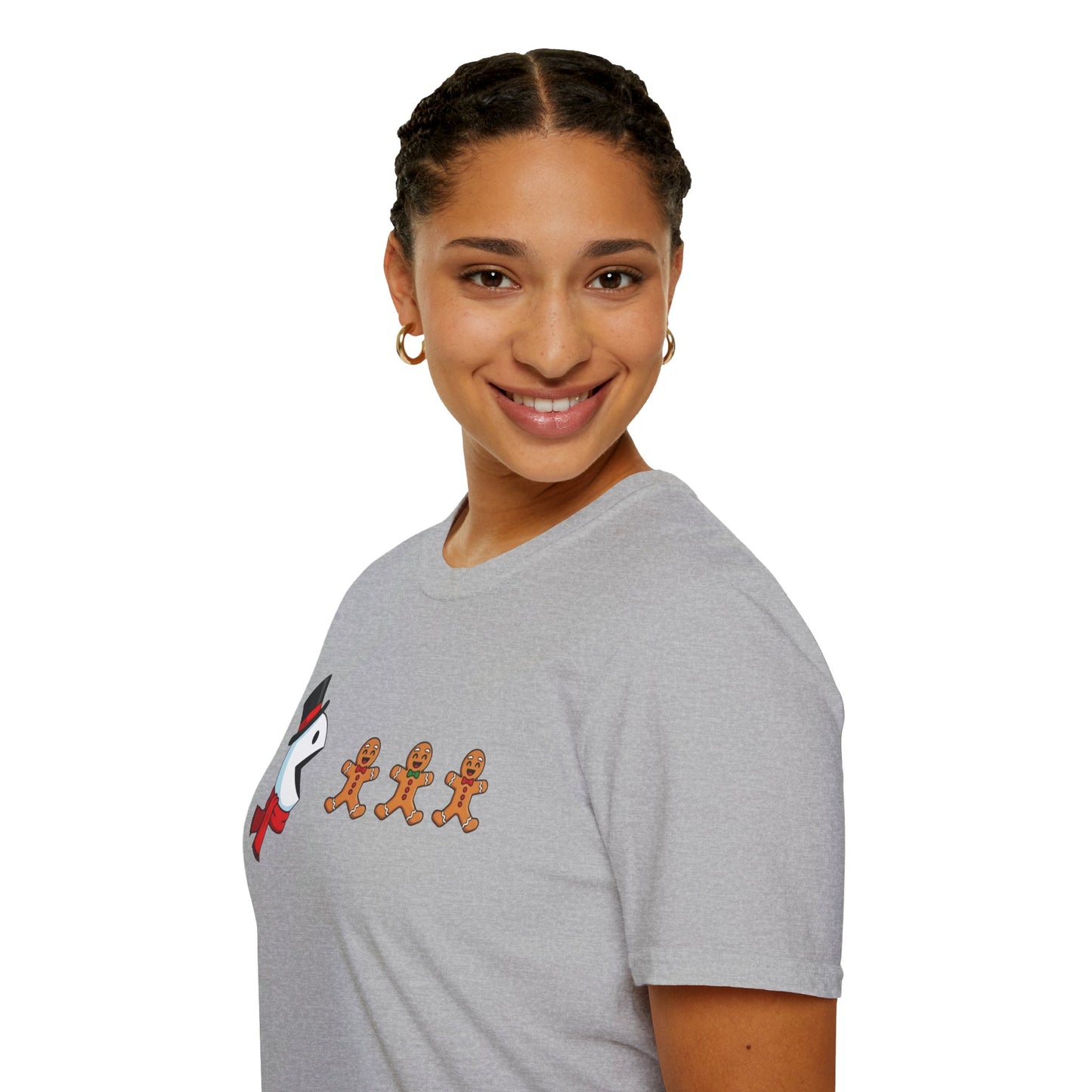 Snowman Pacman Christmas Shirt, Funny Gingerbread Men Tee, Cute Holiday Snowman T-Shirt, Christmas Humor Graphic Tee, Winter Holiday Shirt
