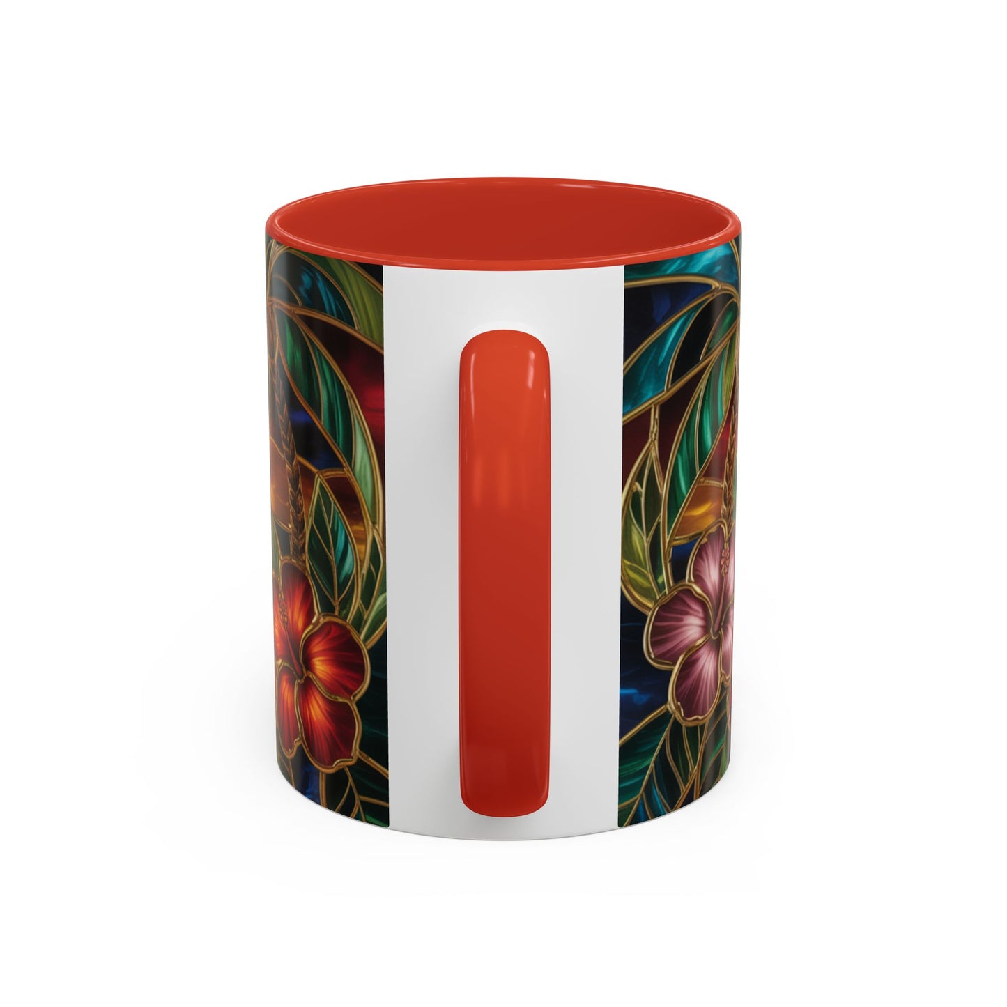 Stained Glass Tropical Sunset Mug, Hibiscus Flower Coffee Cup, Beach Lover Gift, Colorful Palm Tree Mug, Coastal Art Drinkware, Summer Cup