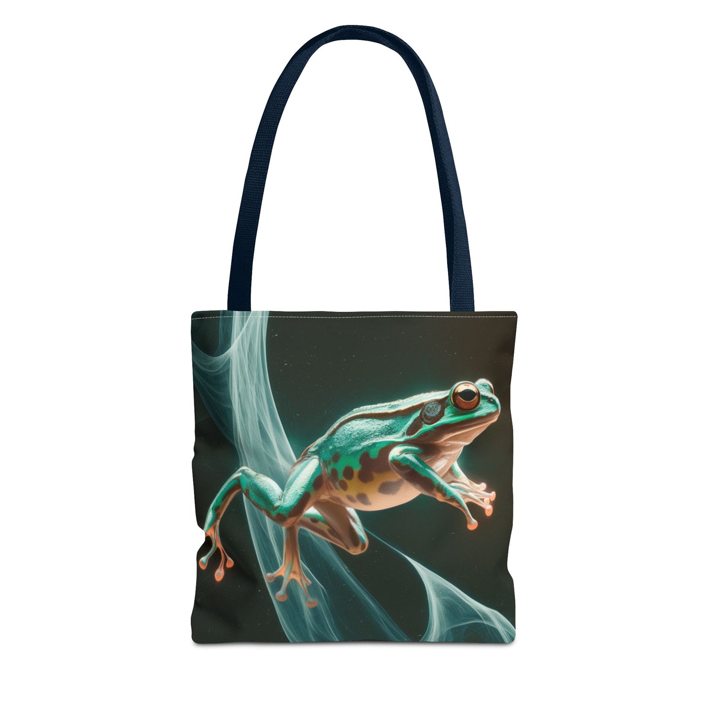 Frog in Motion Tote Bag, Nature-Inspired Green Frog Design Eco-Friendly Shoulder Bag, Artistic Reusable Tote For Everyday Use And Gifts