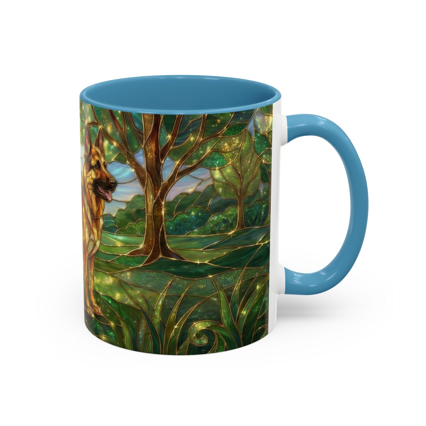 German Shepherd Mug, Stained Glass Dog Coffee Mug, German Shepherd Art Cup, Dog Lover Gift, Pet Memorial Mug, Colorful Dog Mug