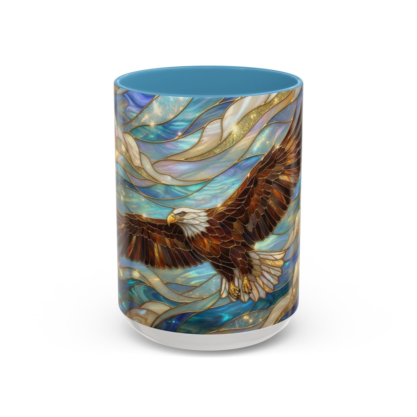 Stained Glass Eagle Mug, Bald Eagle Coffee Mug, Patriotic Eagle Cup, Wildlife Art Mug, Freedom Bird Mug, Nature Art Gift