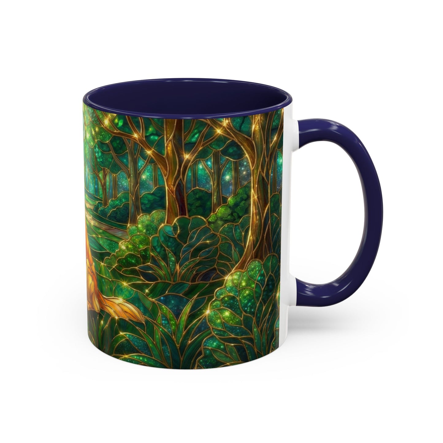 Stained Glass Dog Mug, Golden Retriever Coffee Cup, Pet Lover Ceramic Mug, Forest Art Animal Mug, 11oz 15oz Gift