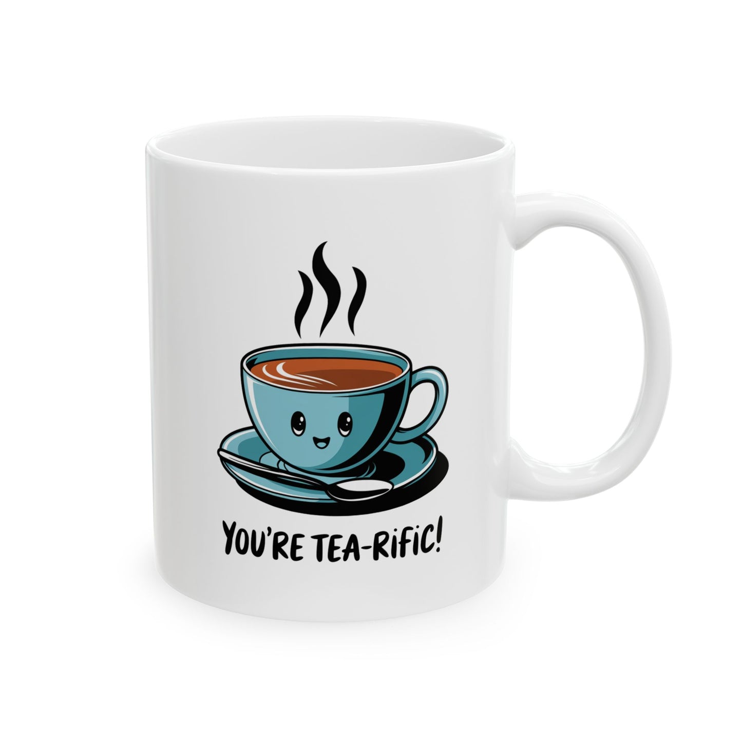 “You’re Tea-rific!” Tea Pun Mug | Cute Kawaii Tea Cup Mug | Funny Tea Lover Gift | Positive Vibes Ceramic Mug | Tea Time Kitchenware