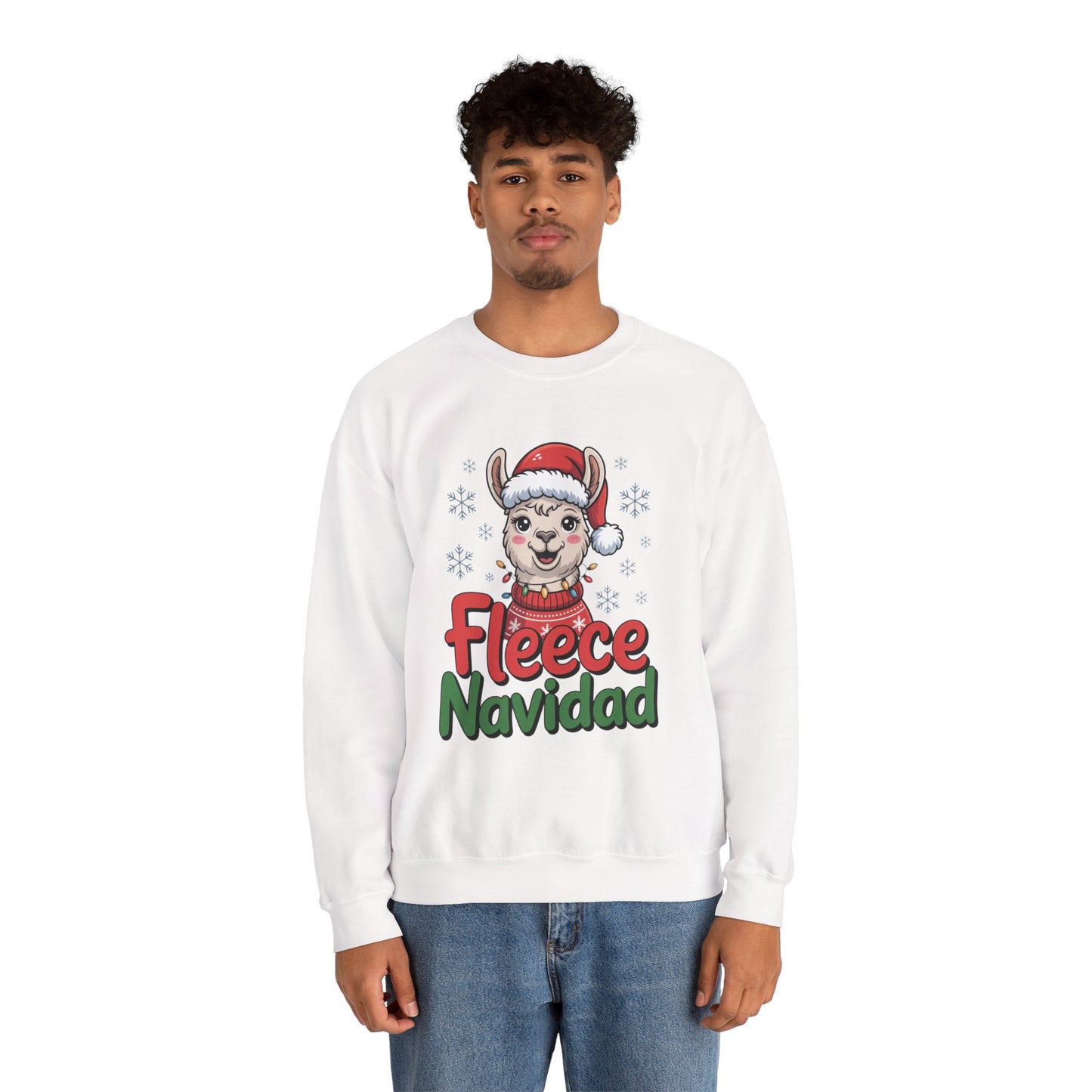 Fleece Navidad Christmas Sweatshirt, Funny Llama Holiday Sweater, Cozy Unisex Crewneck, Cute Christmas Pun Gift For Friends And Family