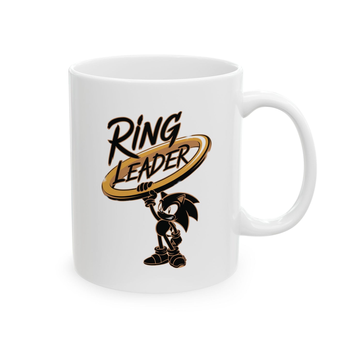 Ring Leader Mug – Funny Coffee Cup with Retro Gamer Vibes, Bold Gold Ring Design, Dishwasher Safe Ceramic, Gift for Gamers & Coffee Lovers