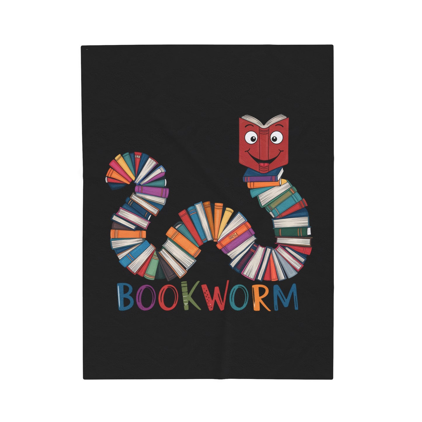 Velveteen Plush Blanket - Bookworm Design