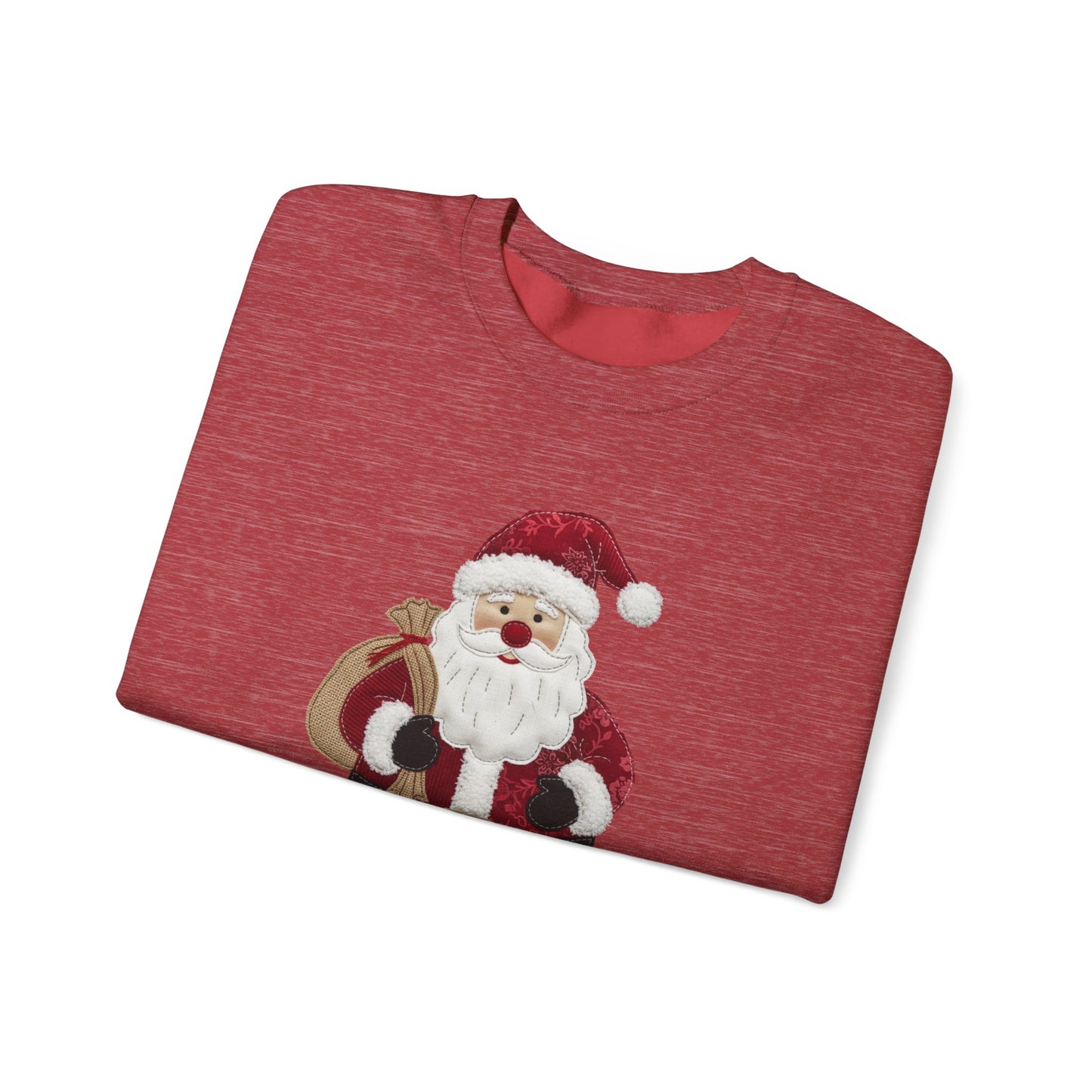 Faux patchwork Santa sweatshirt, Christmas Santa crewneck, cozy holiday sweater, vintage Santa pullover, festive winter sweatshirt, Xmas gift