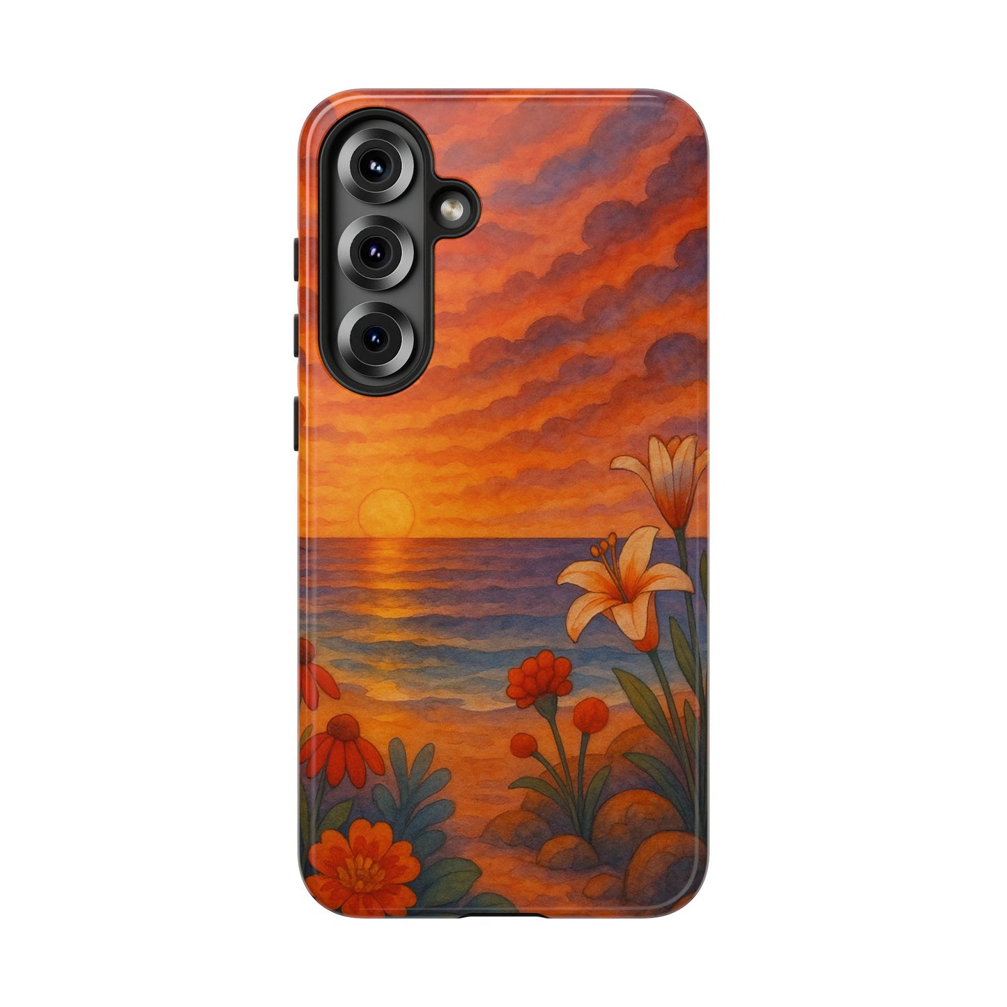 Samsung Case - Floral Ocean Sunset Watercolor Nautical Phone Case Beach Samsung Case Ocean Sunset Theme